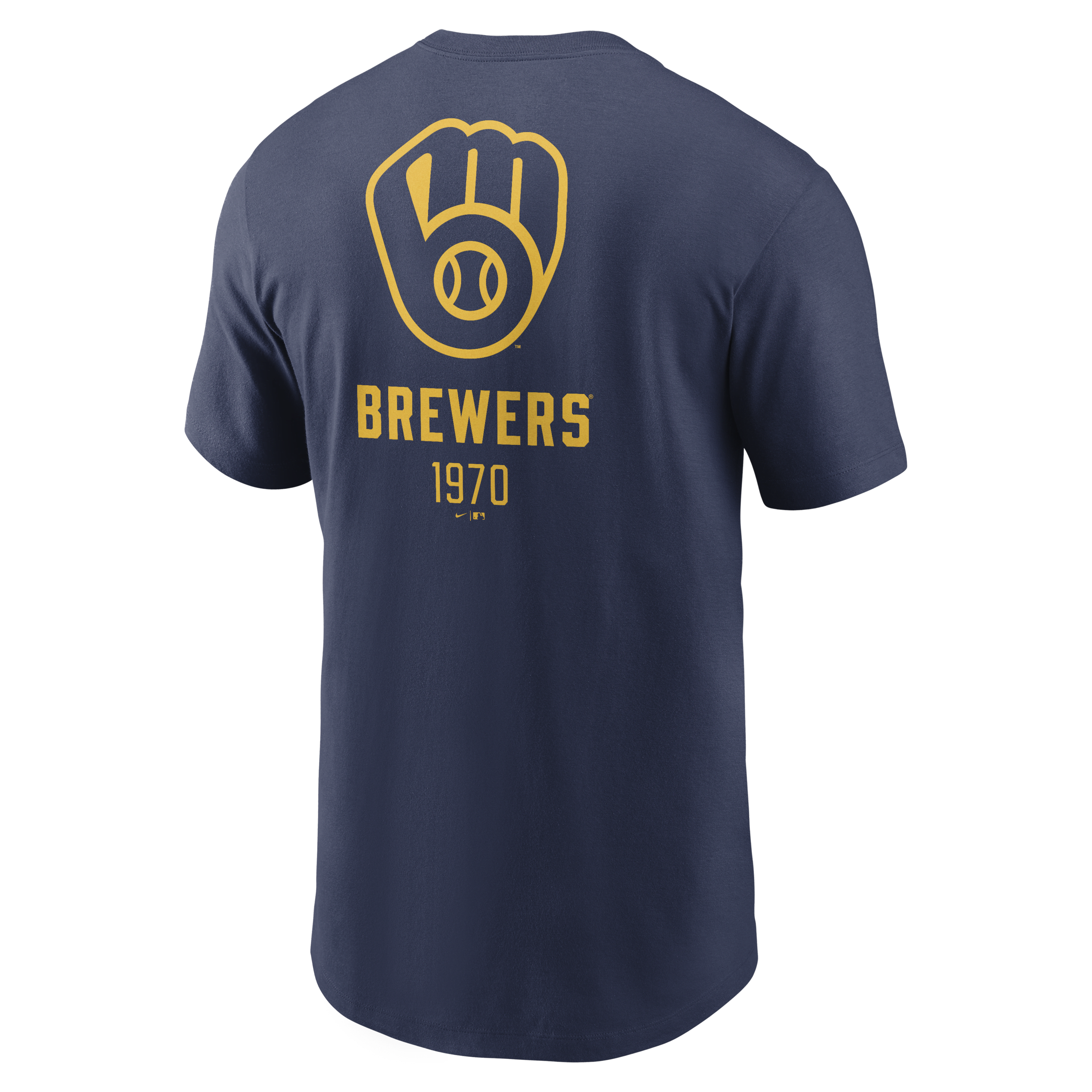 Milwaukee Brewers Large Logo Back Stack Men's Nike MLB T-Shirt