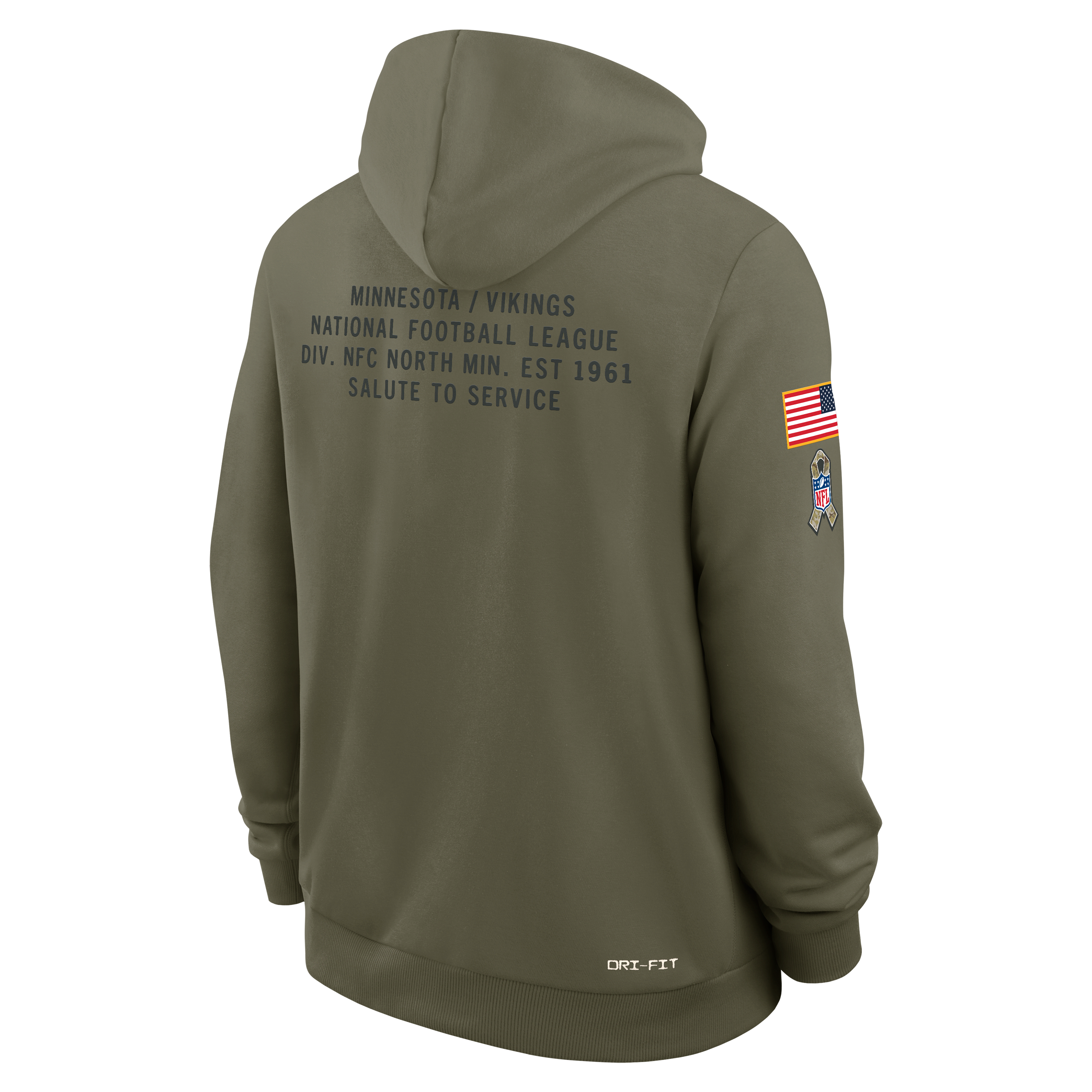 Minnesota Vikings Salute to Service Sideline Dominant Force Men's Nike Dri-FIT NFL Pullover Hoodie