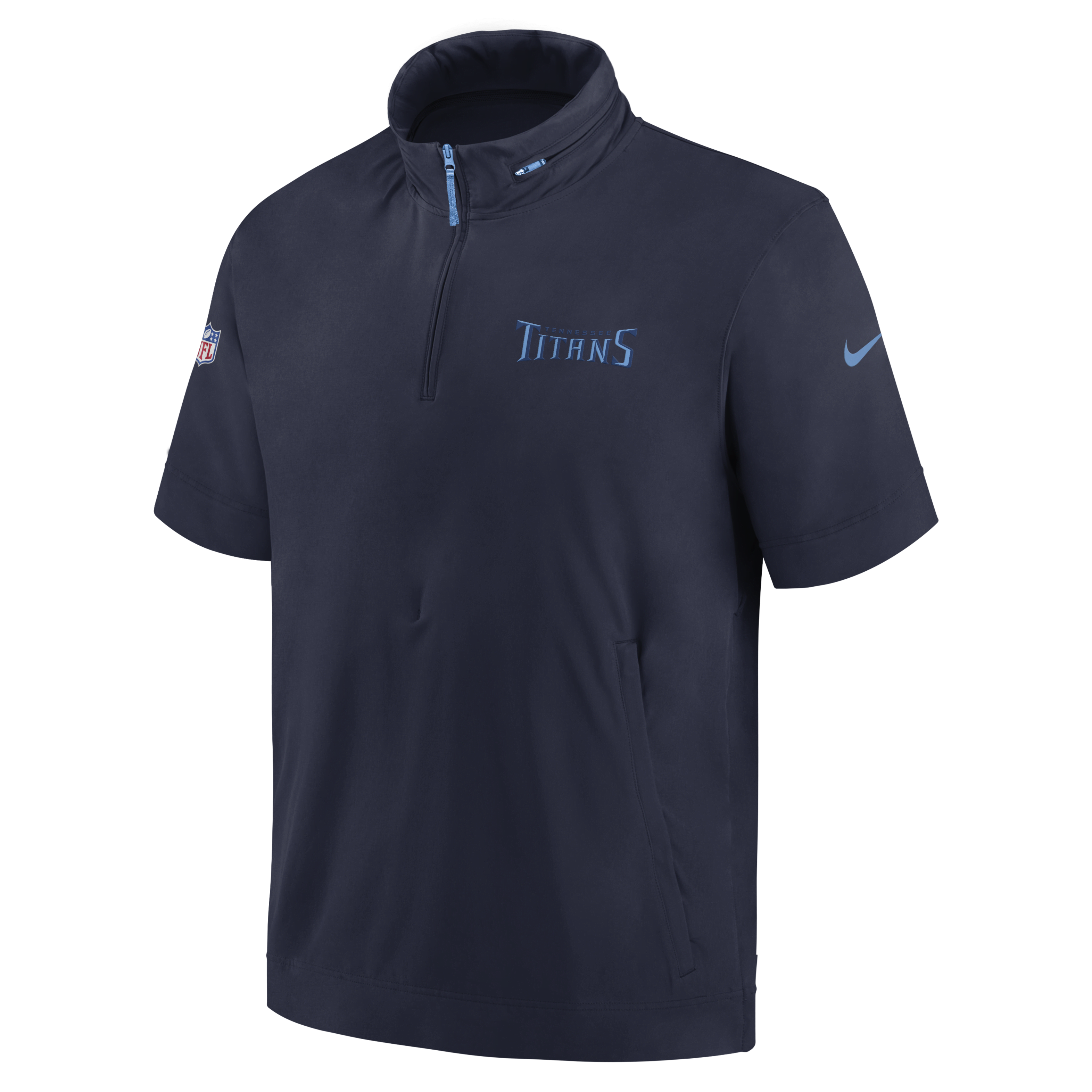 Tennessee Titans Sideline Coach Men's Nike NFL 1/2-Zip Short-Sleeve Hooded Jacket