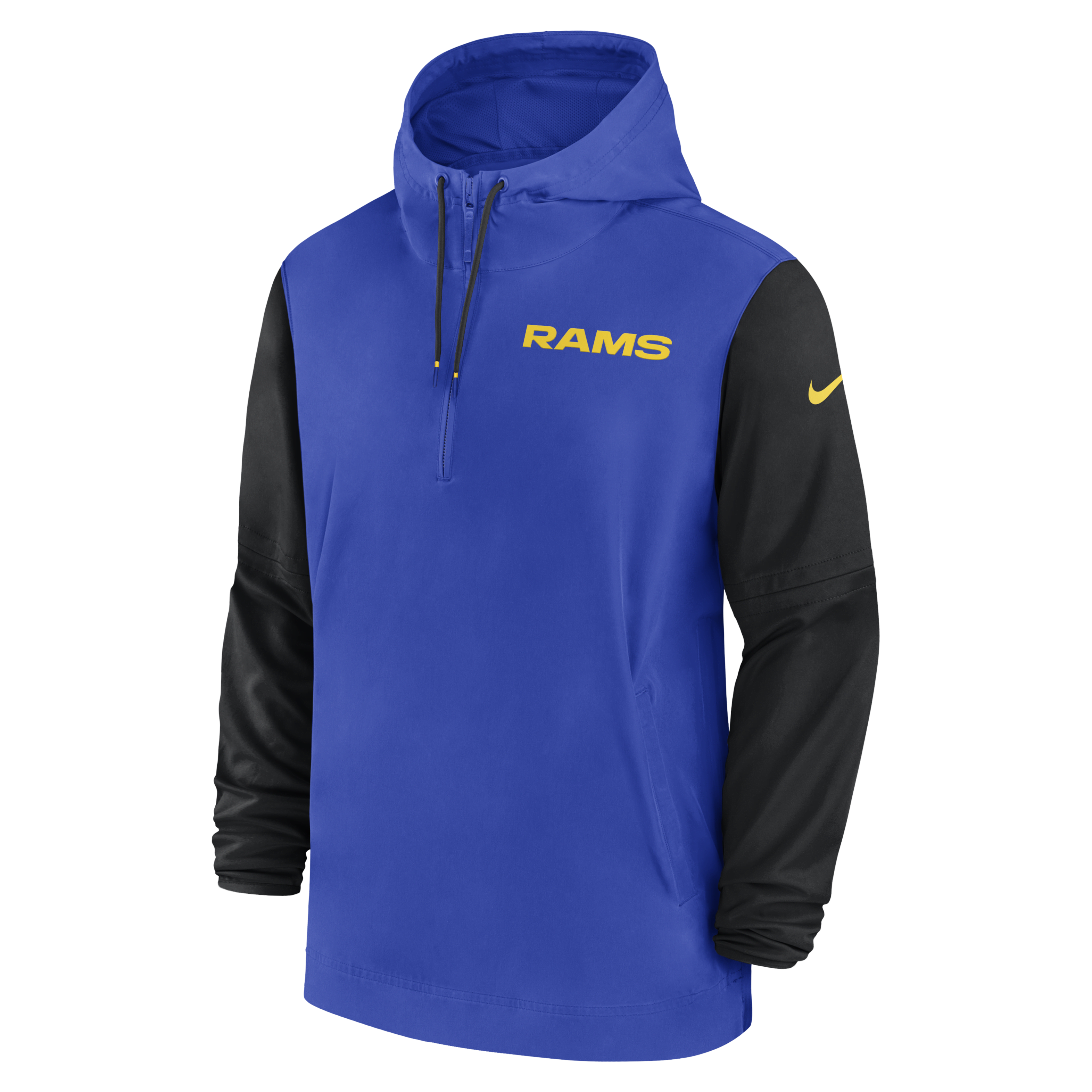 Los Angeles Rams Sideline Pre-Game Player Men's Nike NFL 1/2-Zip Hooded Jacket