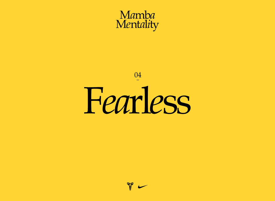 Nike Mamba Mentality Fearless visual connected to Kobe Bryant's approach to failure and improvement