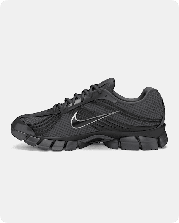 Creëer je look., Een donkergrijze Nike Zoom Skylon 11-schoen op een lichtgrijze achtergrond., slide 2 of 3