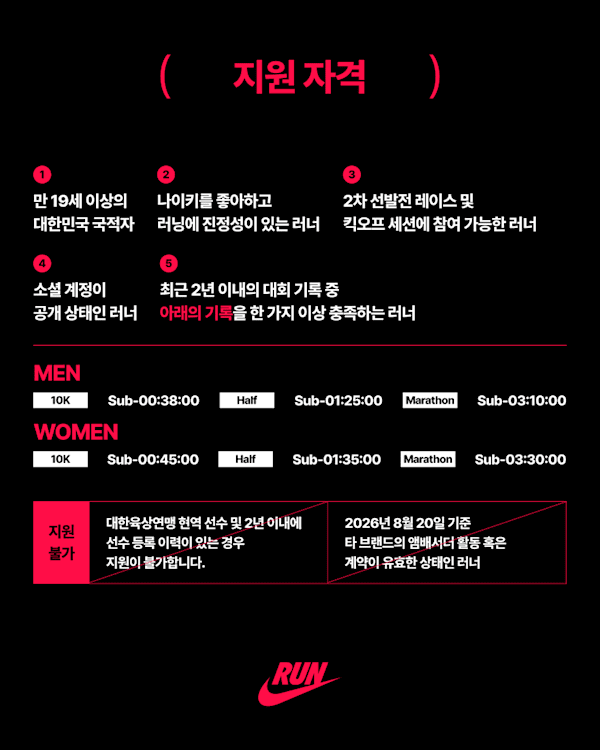스우시 러너스 자세히 보기, 나이키 SWOOSH RUNNERS 모집 안내, slide 1 of 5