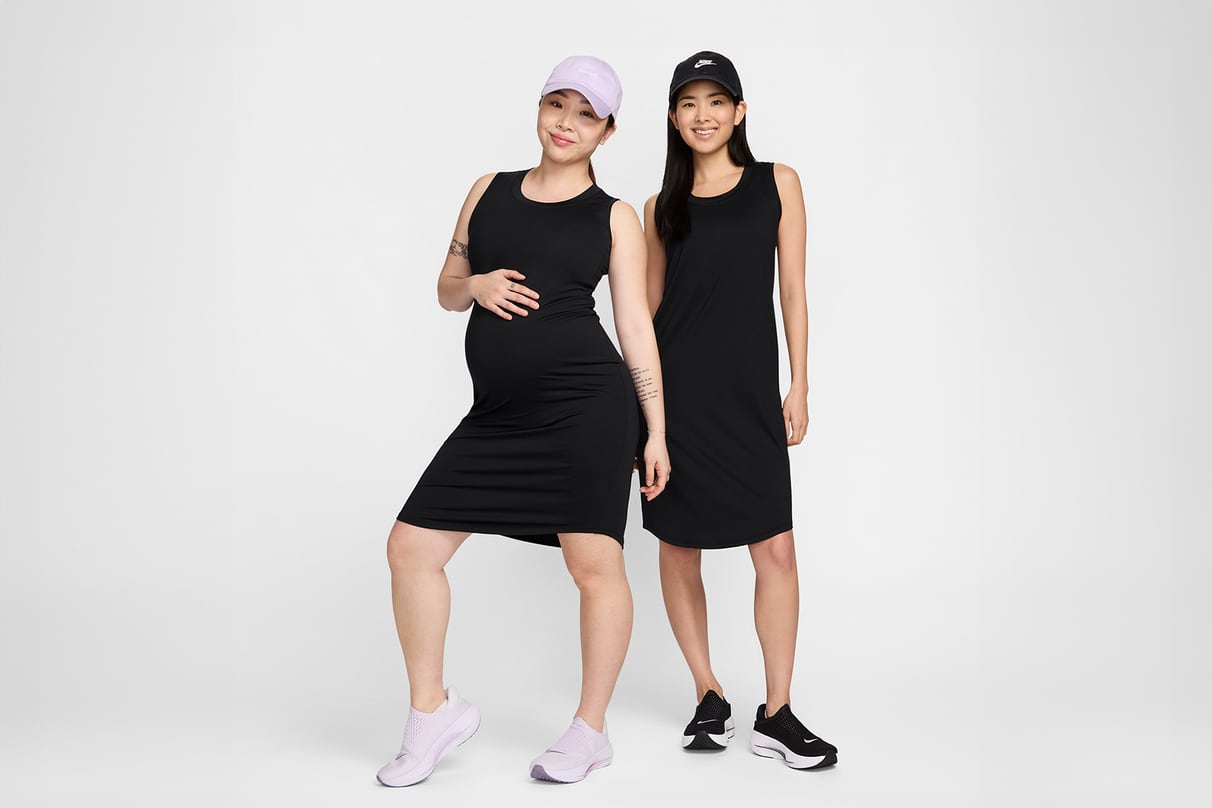 Nuevas opciones de maternidad en Nike: Un sujetador deportivo compatible con el sacaleches y unas zapatillas fáciles de poner para el embarazo y el posparto.