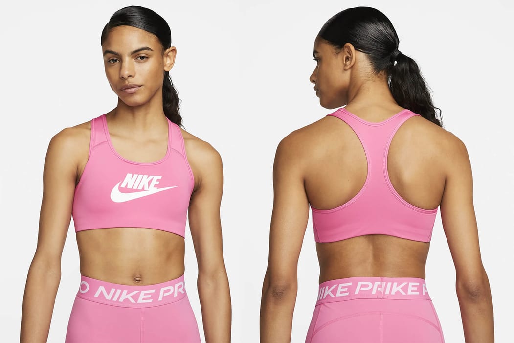 White Nike Swoosh Non-Moulded Cups Sports Bras. Nike LU