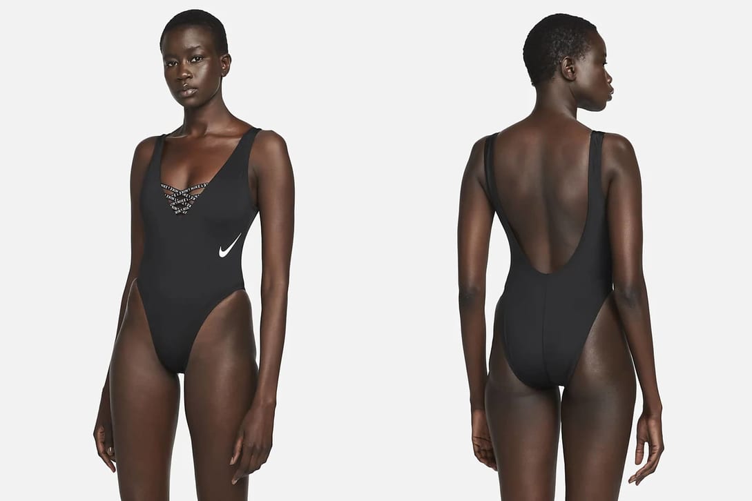 Nike, Swim, Nike Fracture Tankini Swim Top Blue Print Shelf Bra Built In  Bra S Women Black