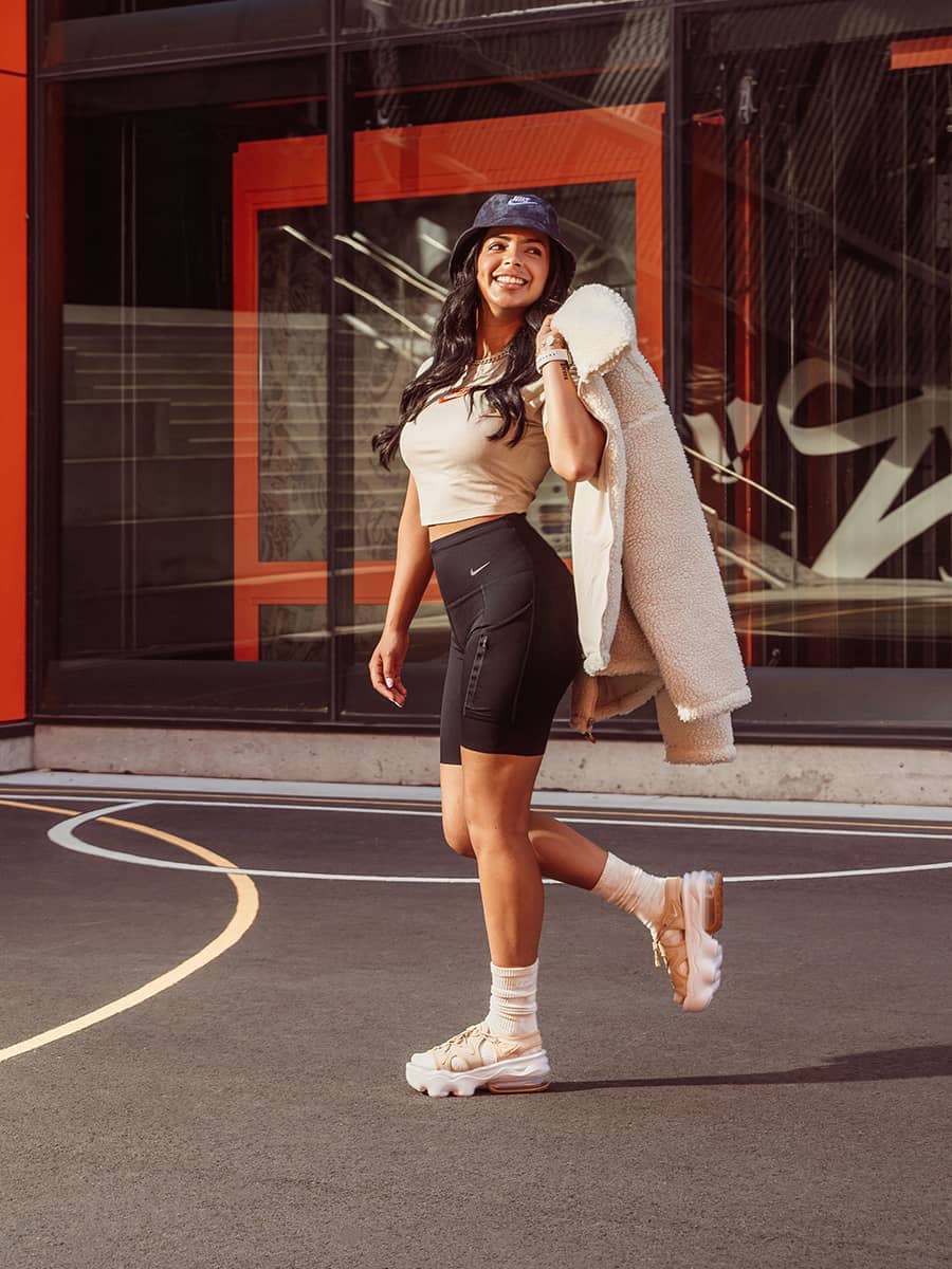 6 outfit ideas for socks with sandals. Nike CA