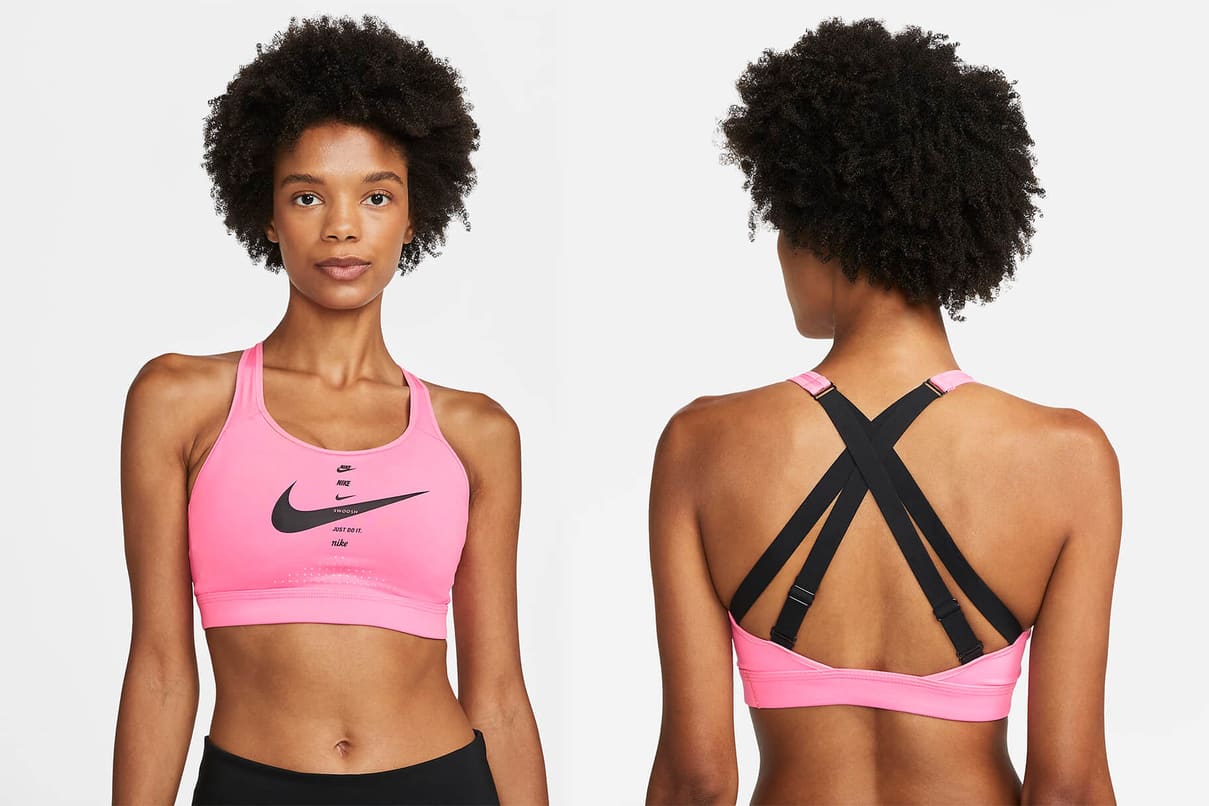 Buy Nike Pink Indy Logo-Strap Sports Bra for Women in UAE