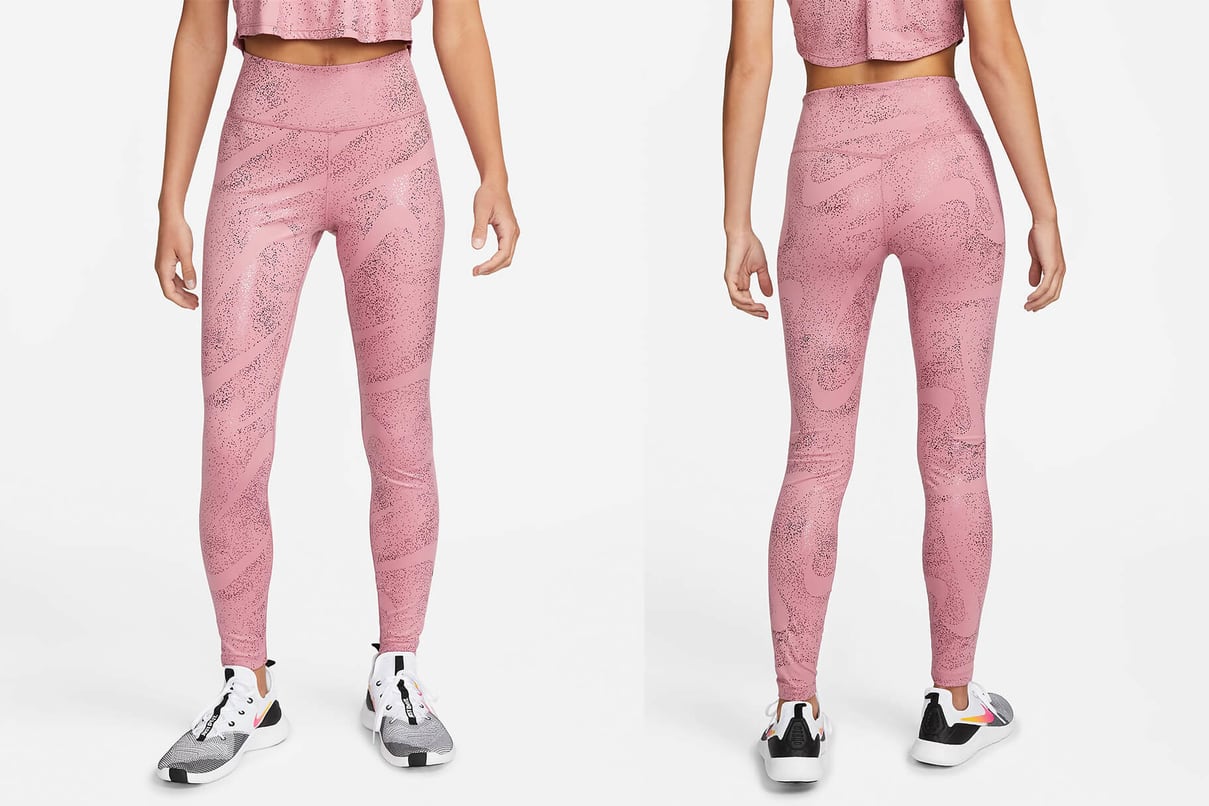 Womens Nike Pro Dri Fit Leggings Pink Fuschia Black Drawstring Size S Small