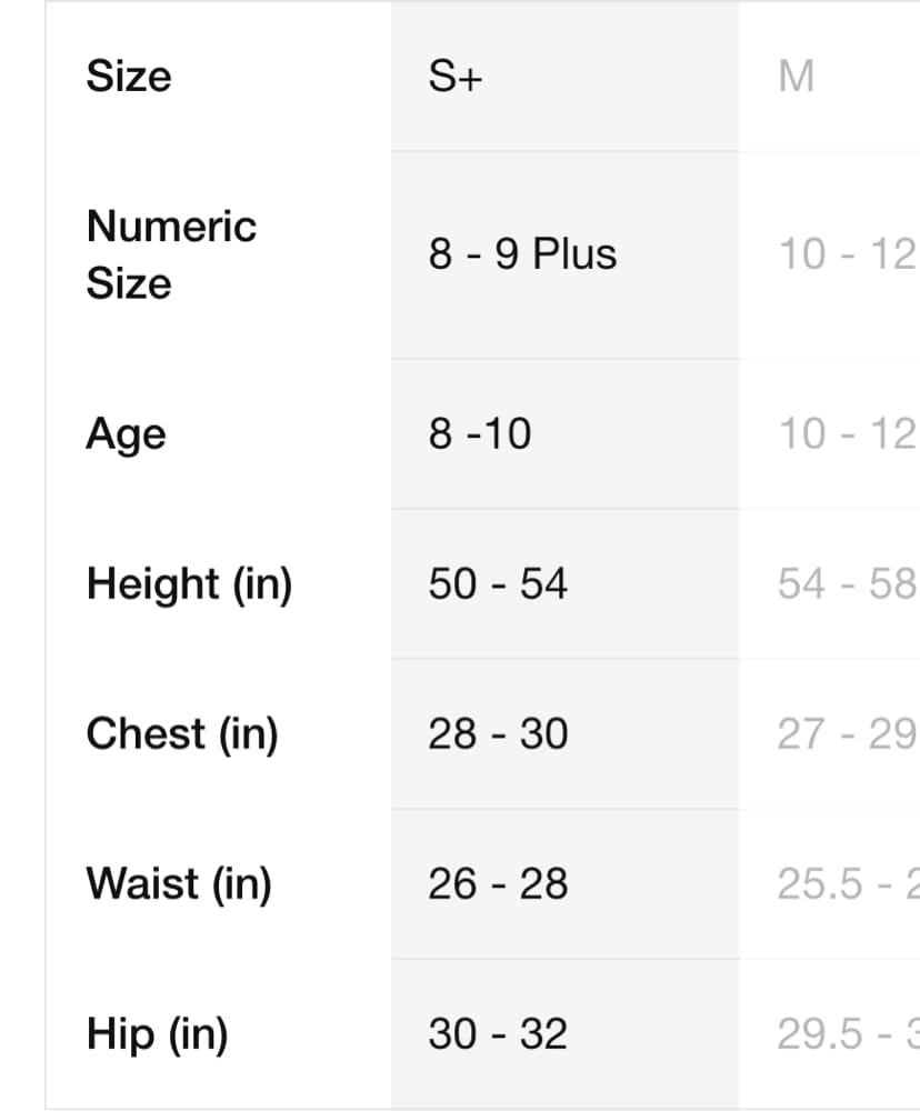 Girls' Clothing Size Chart. Nike UK