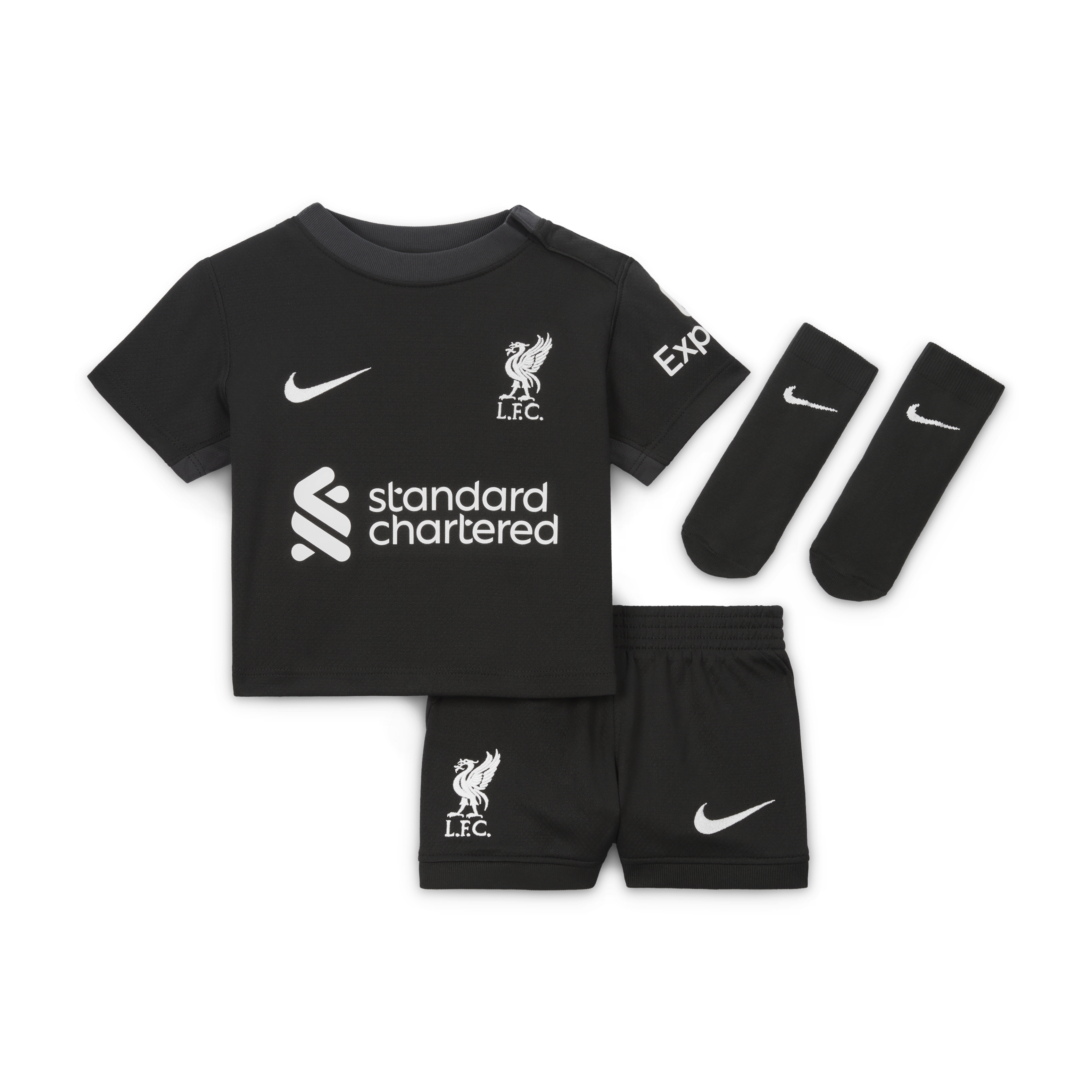 Conjunto de três peças futebol réplica Nike do equipamento alternativo Stadium Liverpool FC 2024/25 para bebé