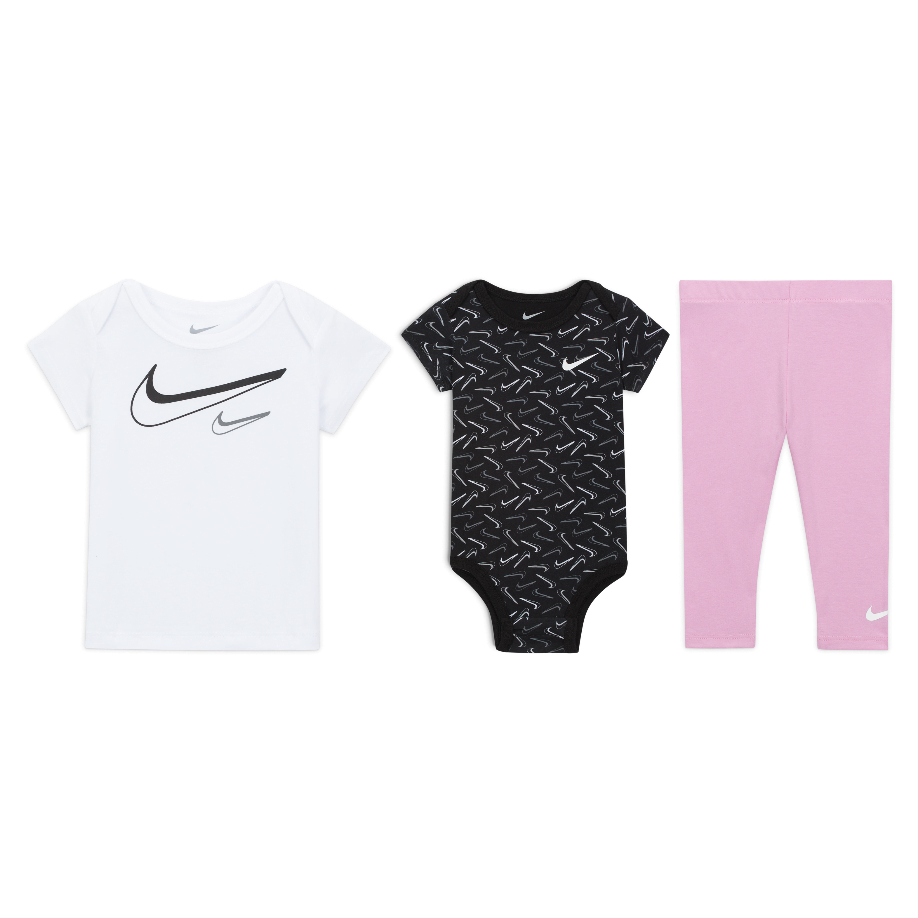 Nike Swoosh Baby (0-9M) 3-Piece Logo Bodysuit Set