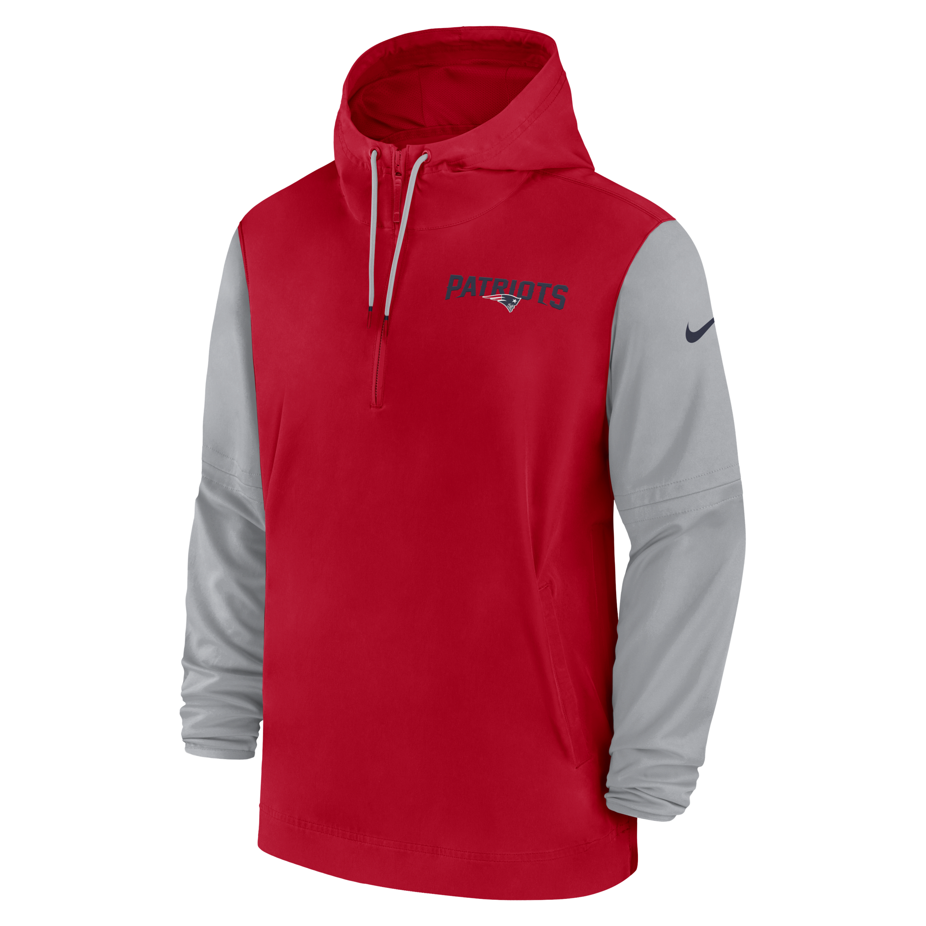 New England Patriots Sideline Pre-Game Player Men's Nike NFL 1/2-Zip Hooded Jacket