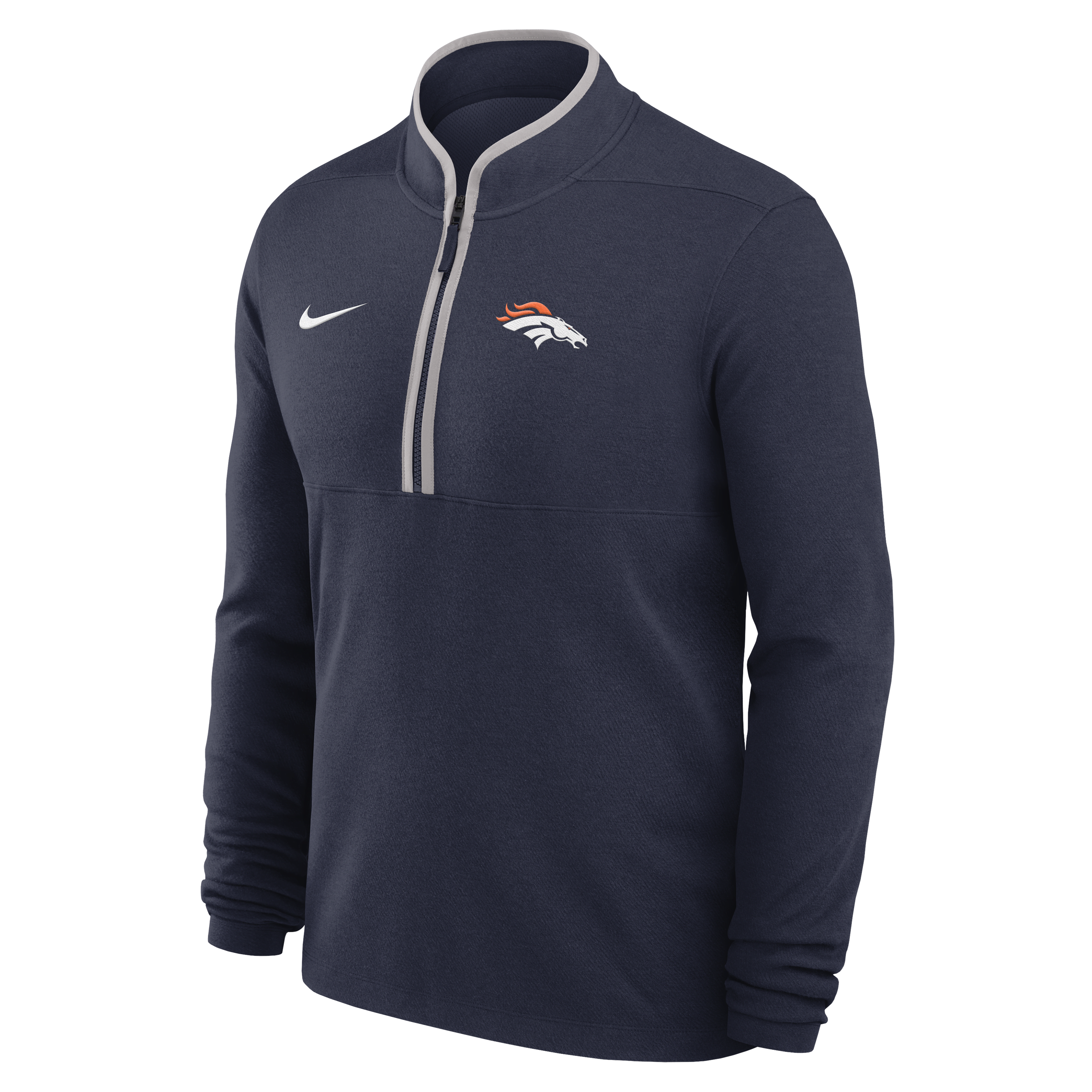 Denver Broncos Logo Victory Men's Nike Dri-FIT NFL 1/2-Zip Long-Sleeve Top