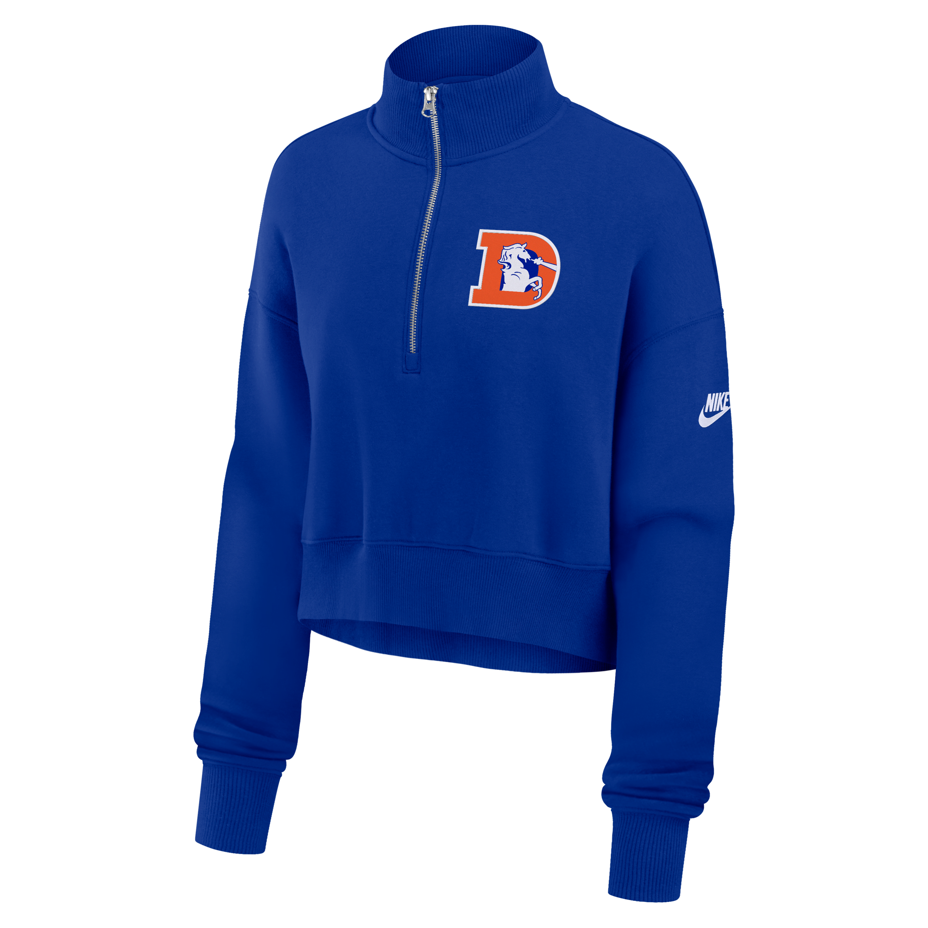 Denver Broncos Rewind Phoenix Women's Nike NFL Cropped 1/4-Zip Crew