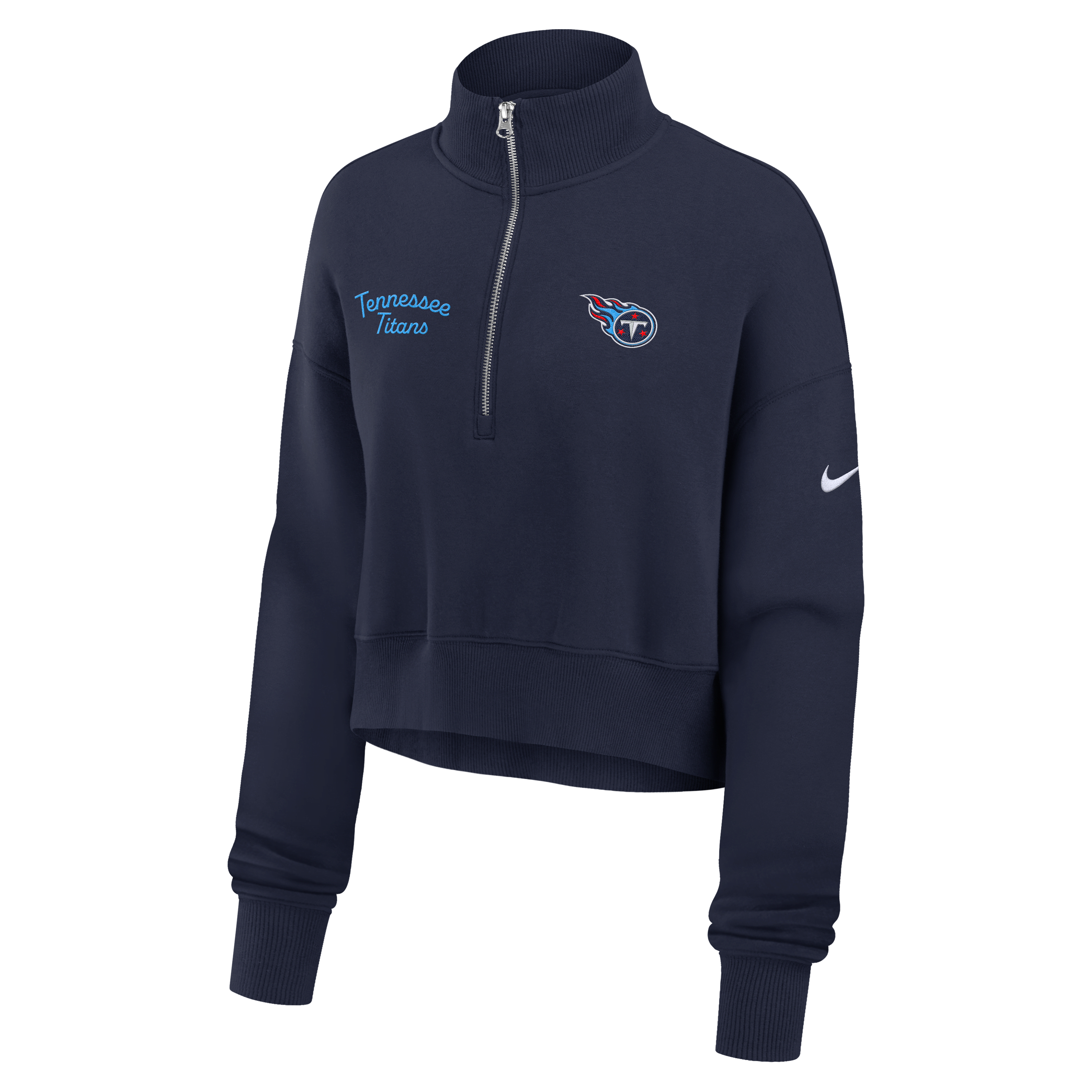 Tennessee Titans Phoenix Women's Nike NFL Cropped 1/4-Zip Crew
