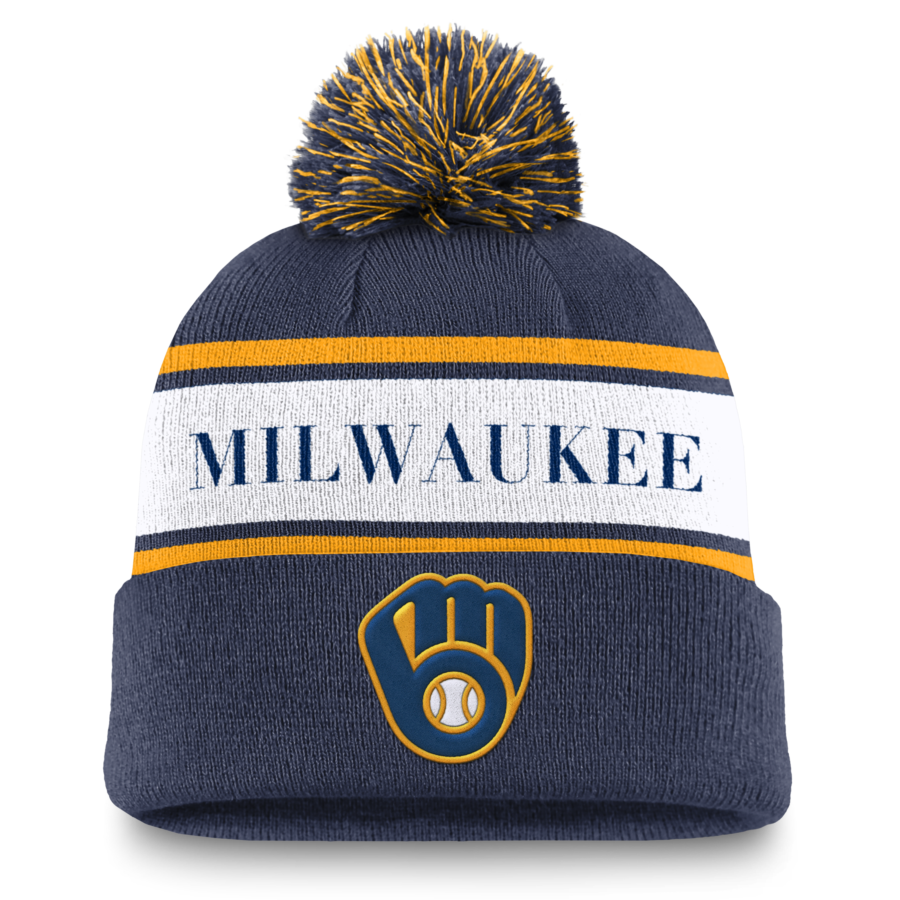 Milwaukee Brewers Peak Men's Nike MLB Cuffed Pom Beanie