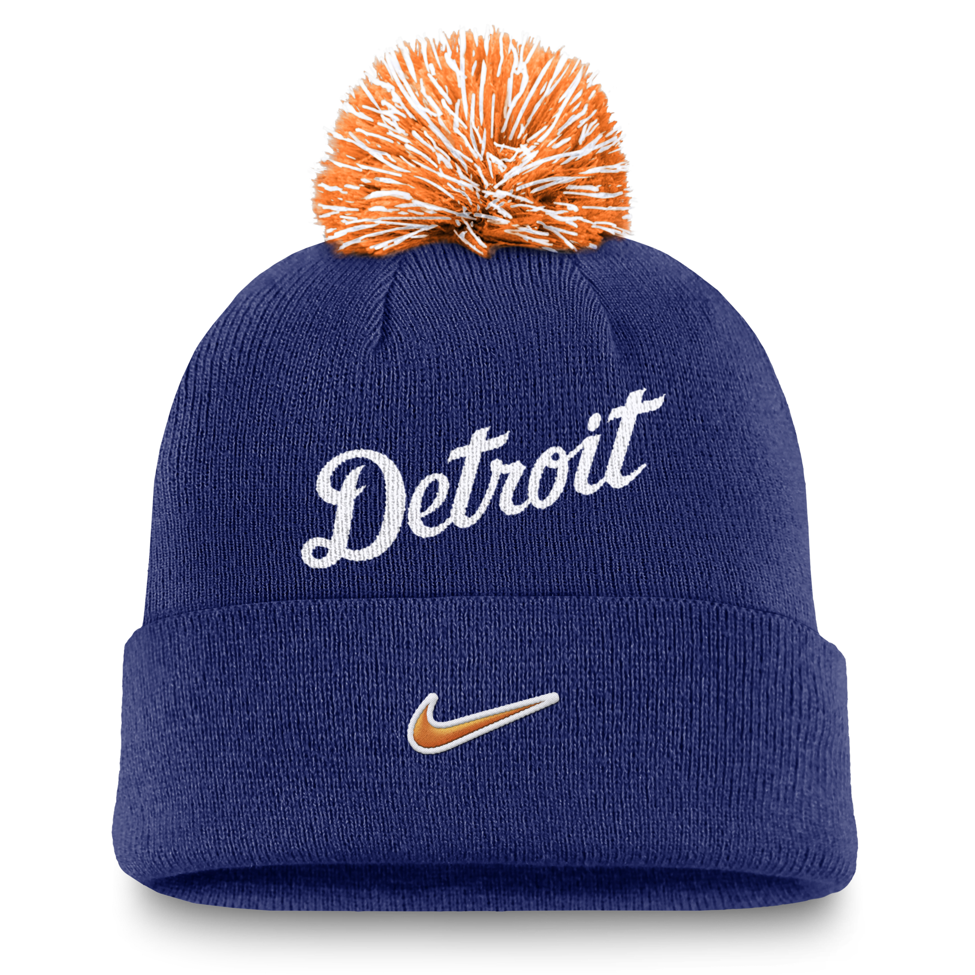 Detroit Tigers Peak Men's Nike MLB Cuffed Pom Beanie