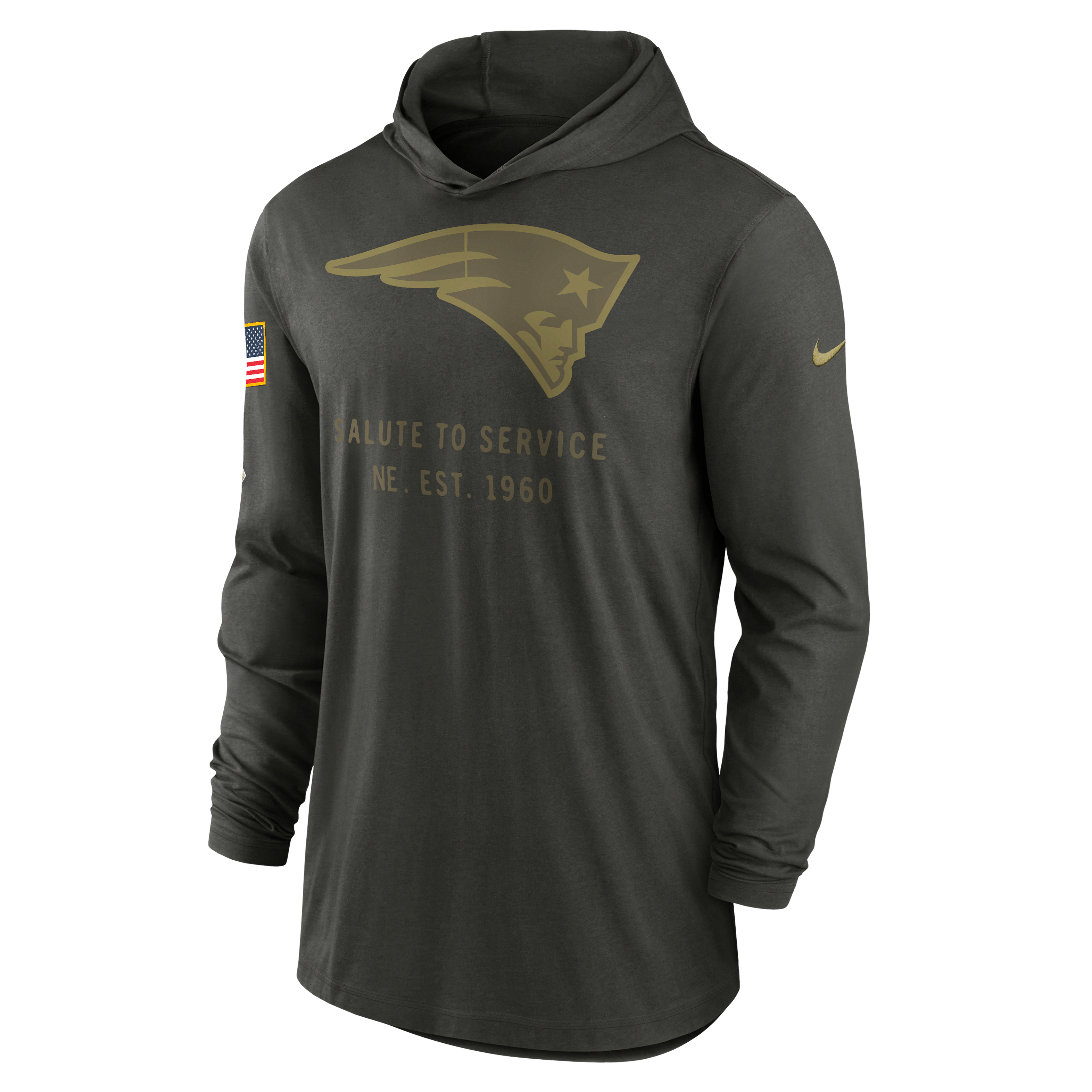 New England Patriots Salute to Service Sideline Men’s Nike Dri-FIT NFL Long-Sleeve Hooded Top