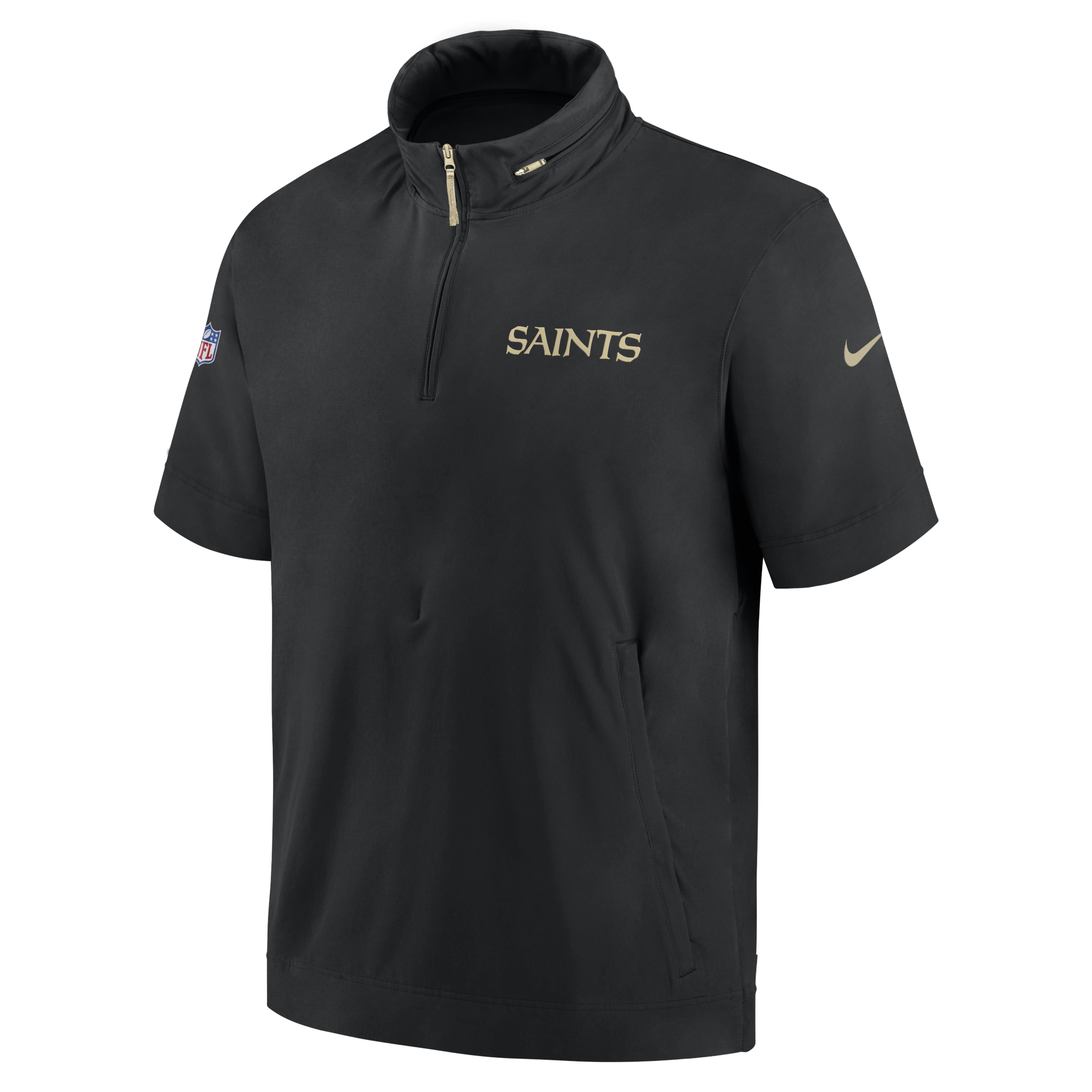 New Orleans Saints Sideline Coach Men's Nike NFL 1/2-Zip Short-Sleeve Hooded Jacket