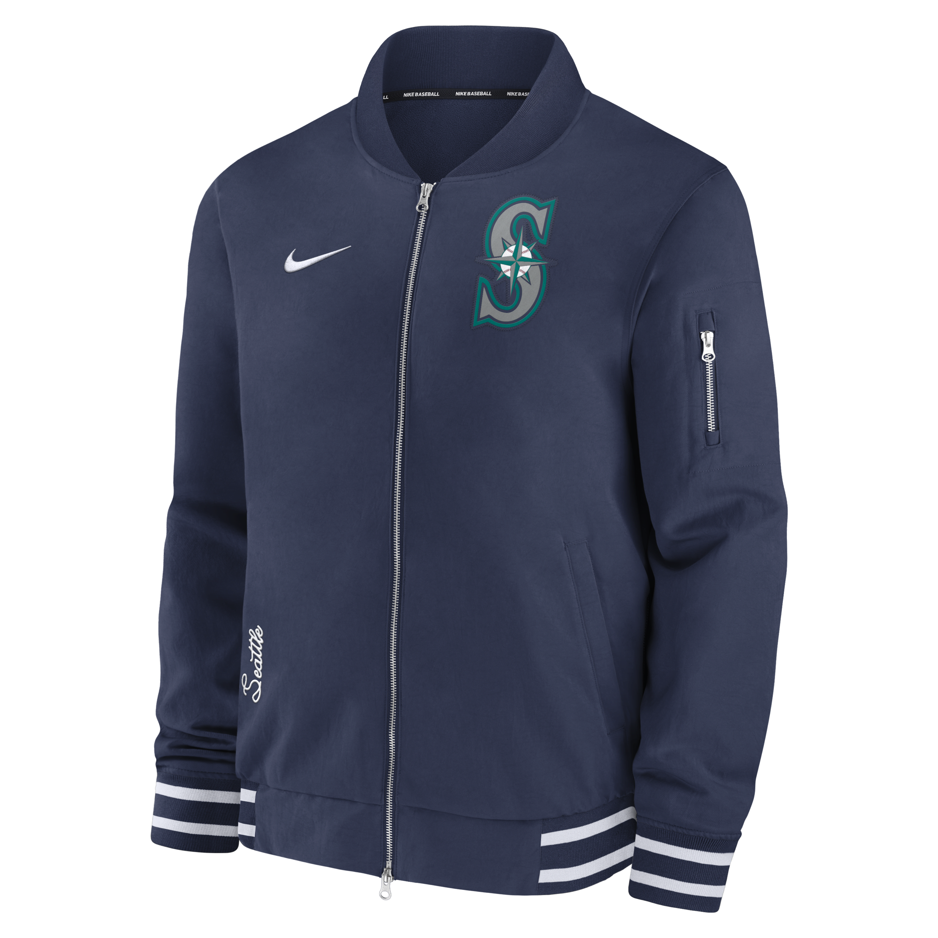 Seattle Mariners Authentic Collection Men's Nike MLB Full-Zip Bomber Jacket