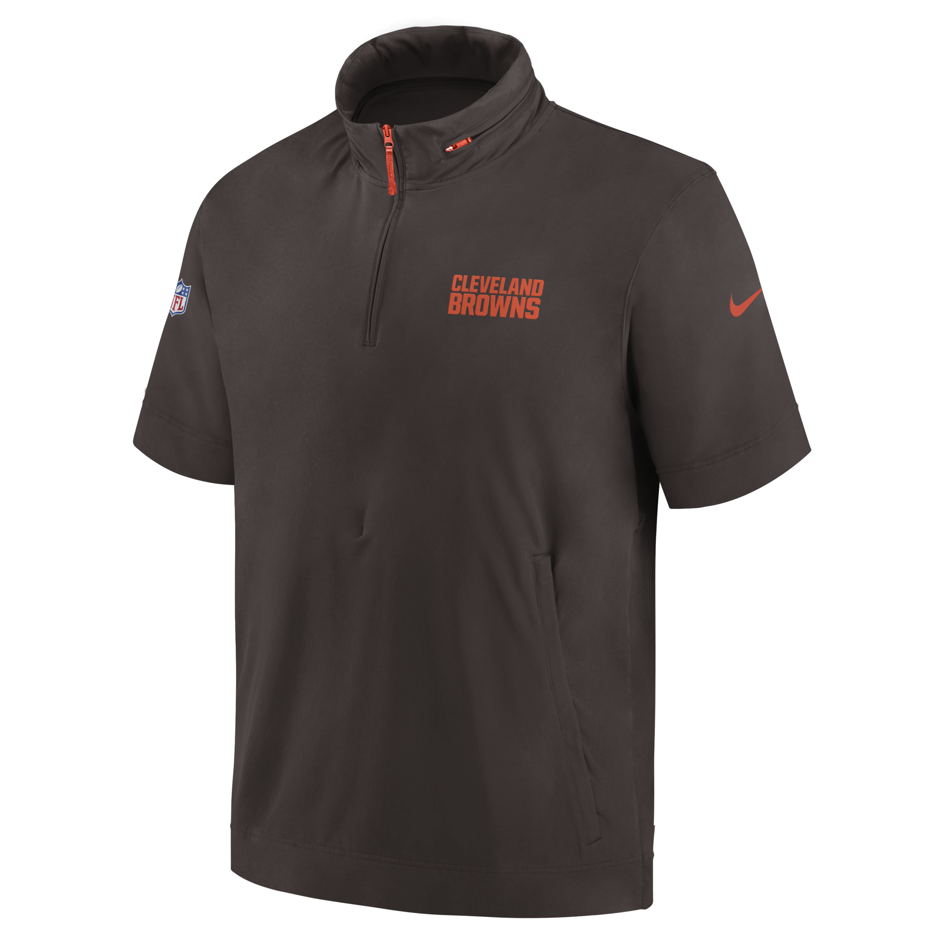 Cleveland Browns Sideline Coach Men's Nike NFL 1/2-Zip Short-Sleeve Hooded Jacket