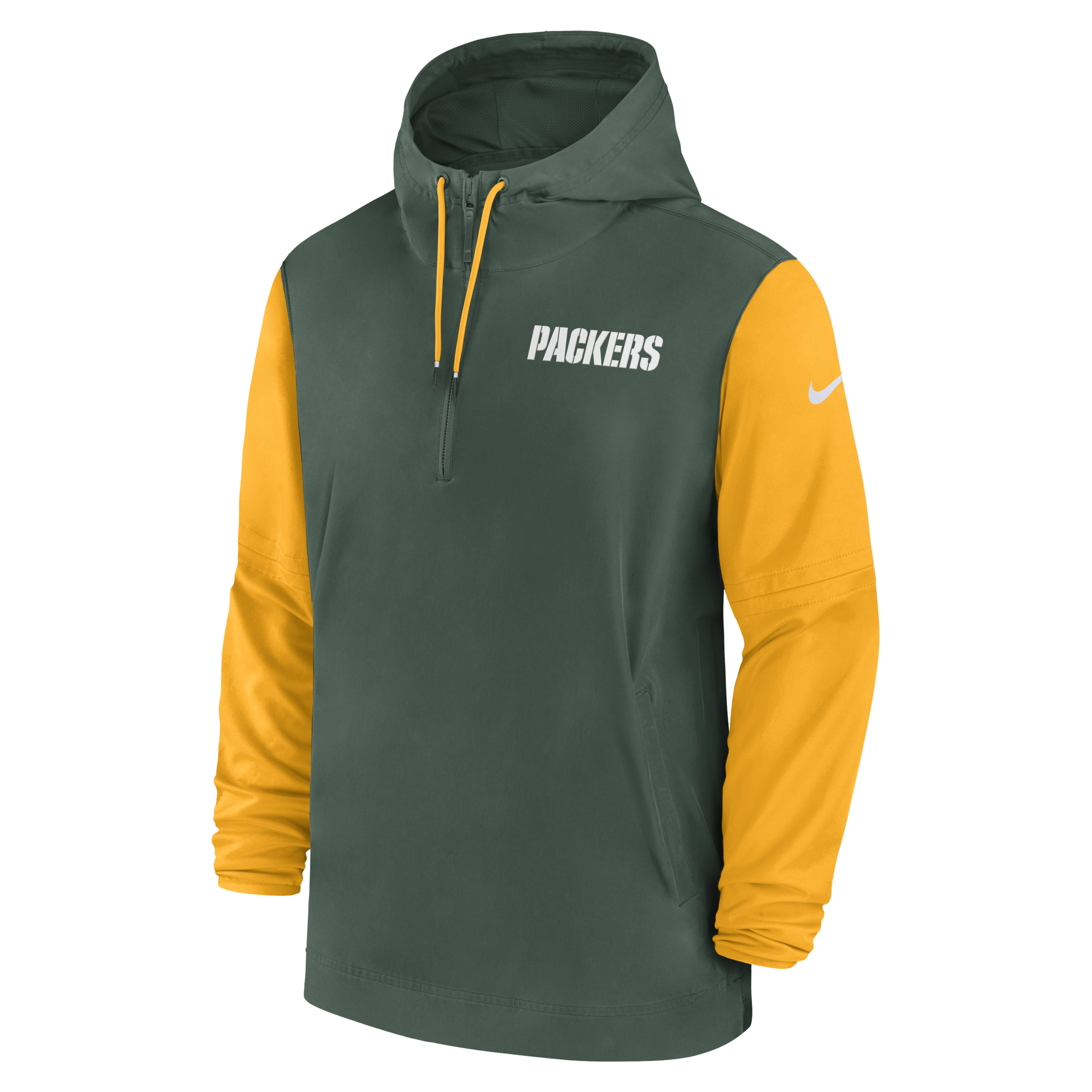 Green Bay Packers Sideline Pre-Game Player Men's Nike NFL 1/2-Zip Hooded Jacket