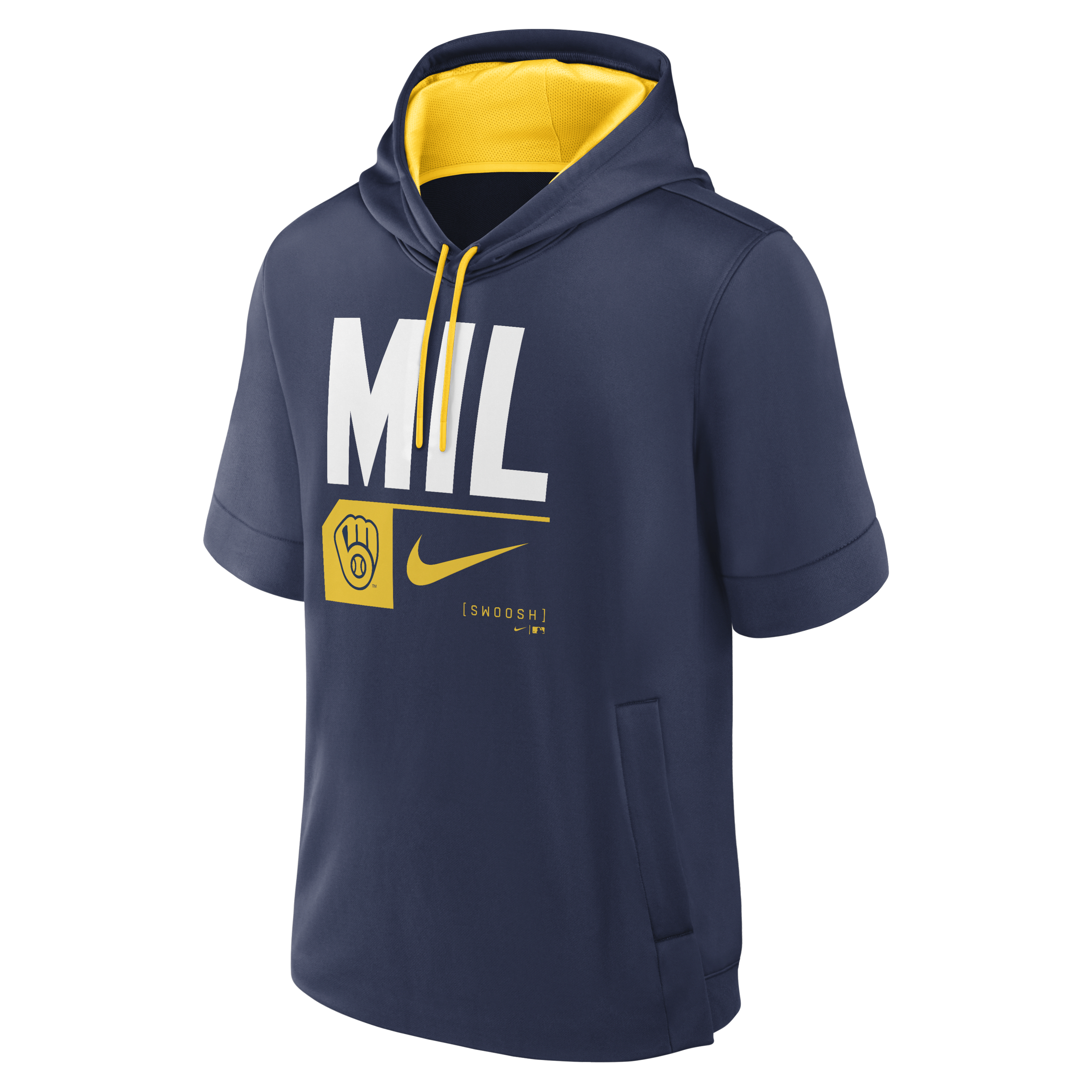 Milwaukee Brewers Tri Code Lockup Men's Nike MLB Short-Sleeve Pullover Hoodie