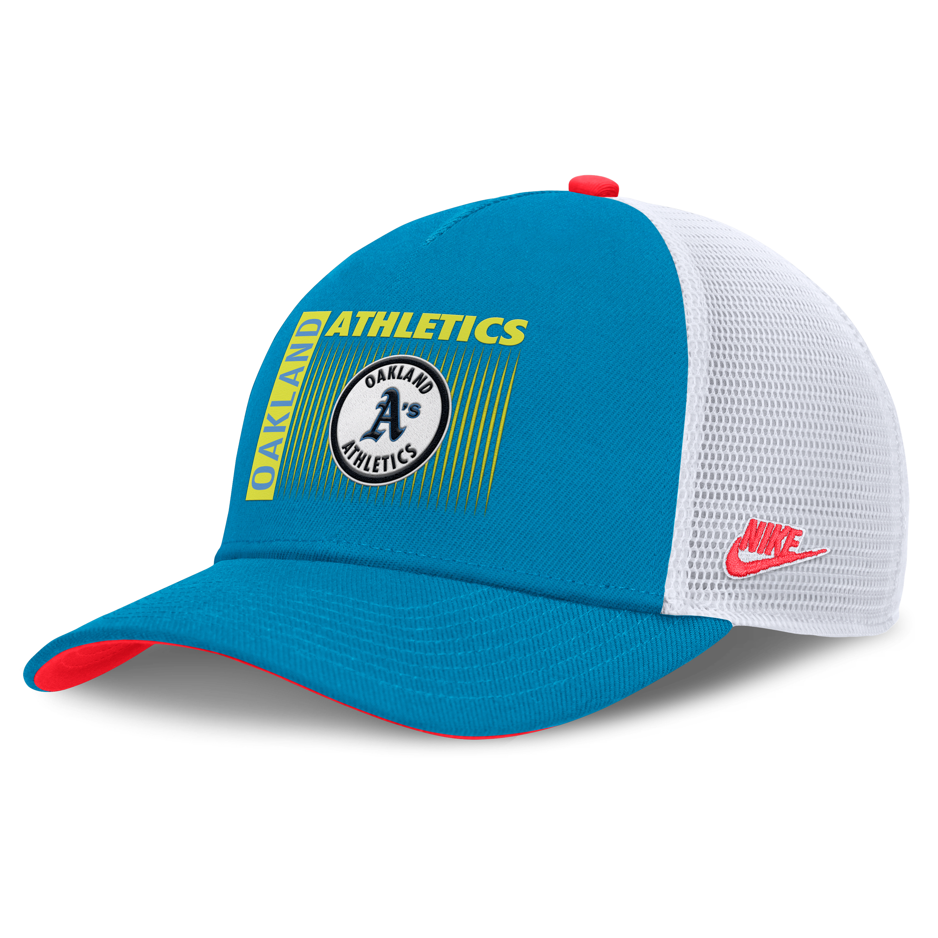 Athletics Neon 90s Rise Men's Nike Dri-FIT MLB Trucker Adjustable Hat