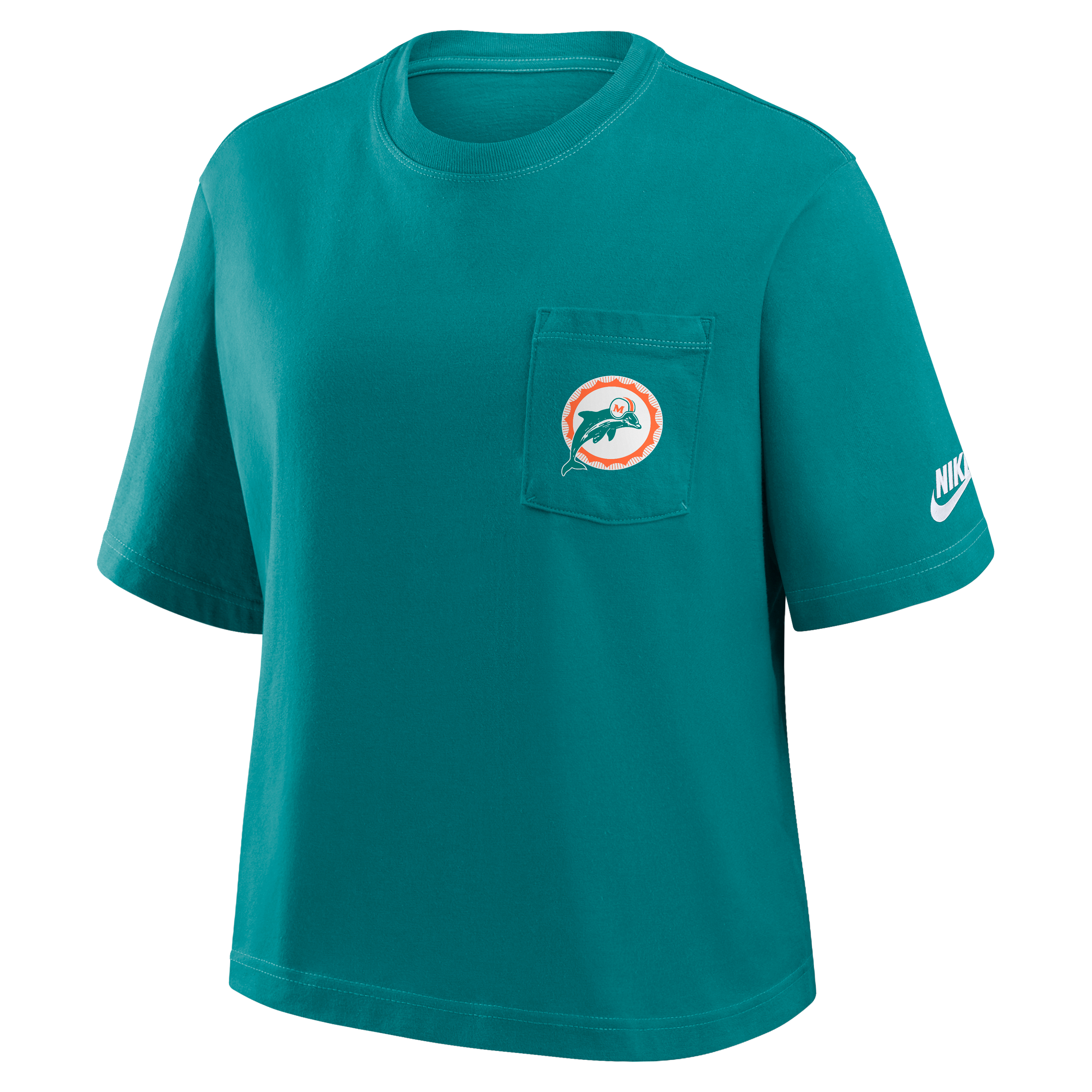 Miami Dolphins Rewind Pocket Boxy Women's Nike NFL T-Shirt