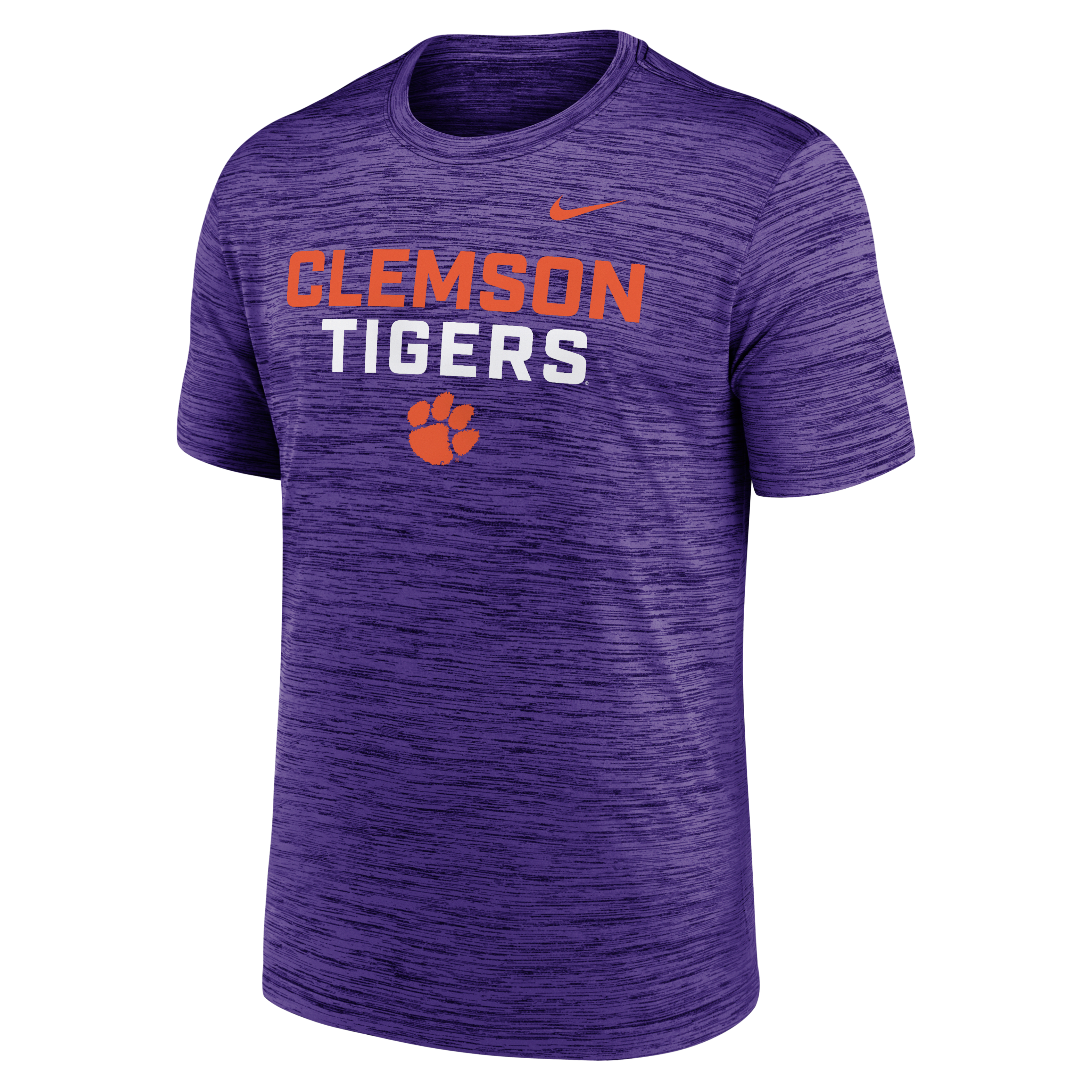 Clemson Tigers Velocity Baseball Wordmark Stack Men's Nike Dri-FIT College T-Shirt