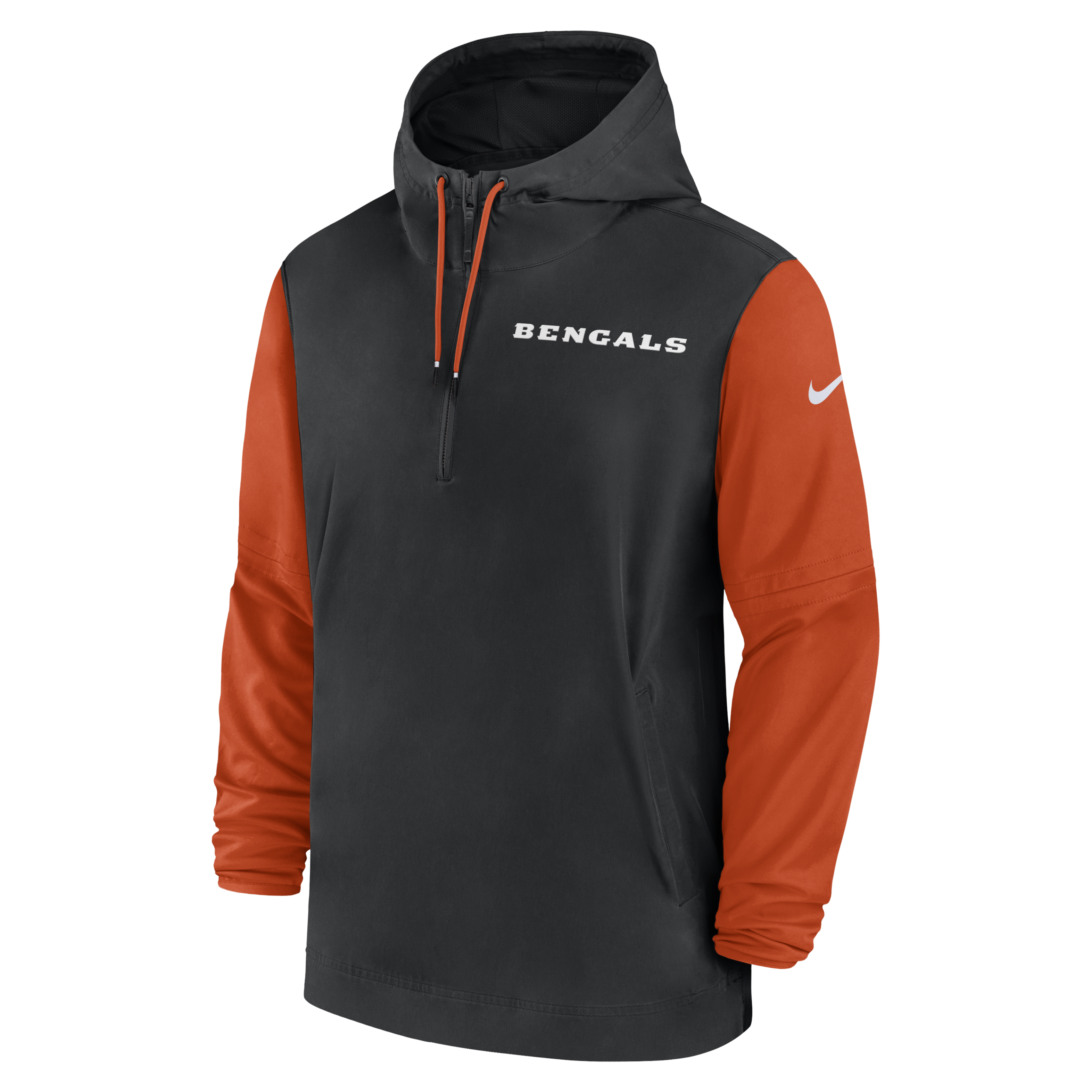 Cincinnati Bengals Sideline Pre-Game Player Men's Nike NFL 1/2-Zip Hooded Jacket