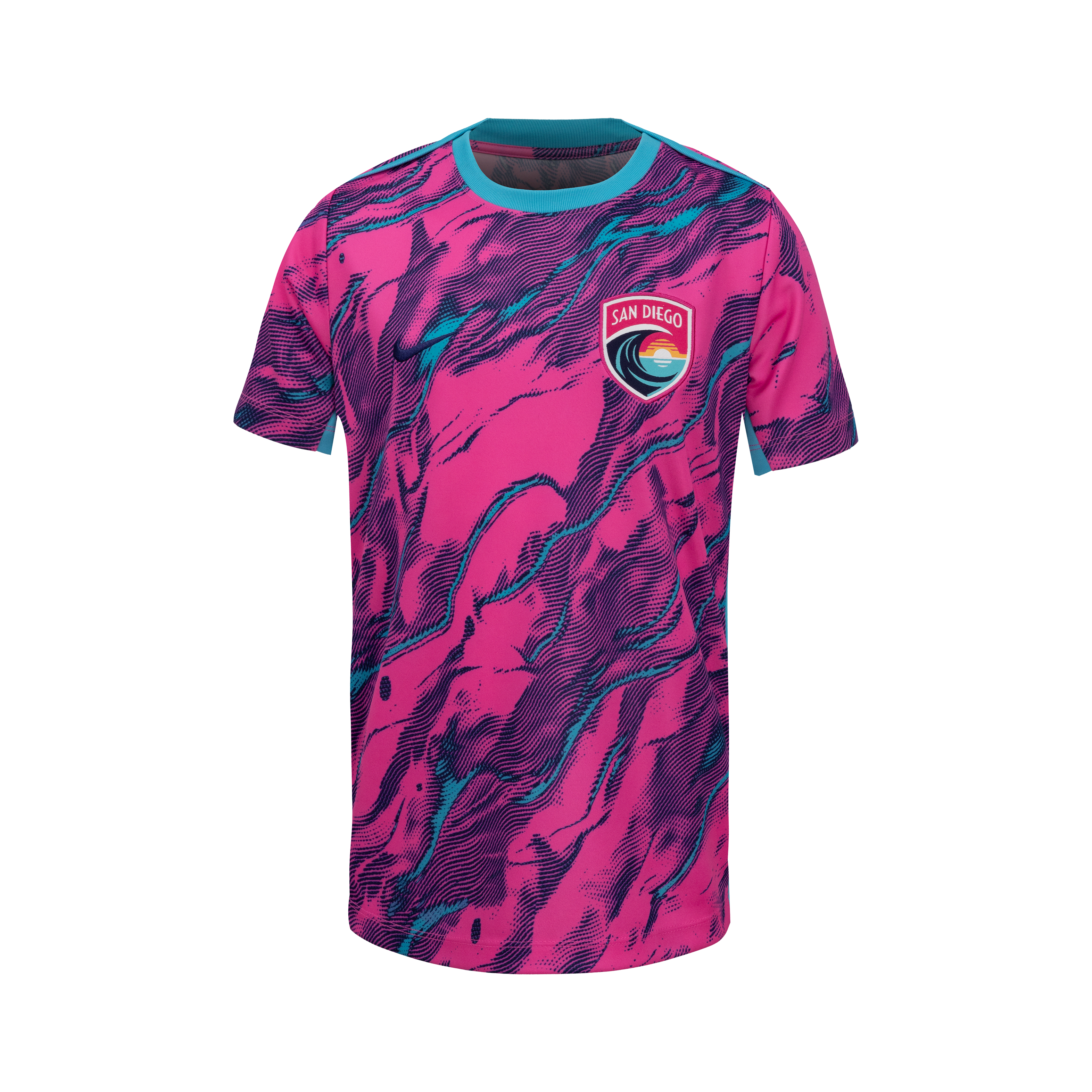 San Diego Wave FC 2025 Big Kids' Nike NWSL Short-Sleeve Pre-Match Top