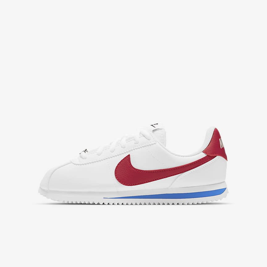 nike white shoes with red check