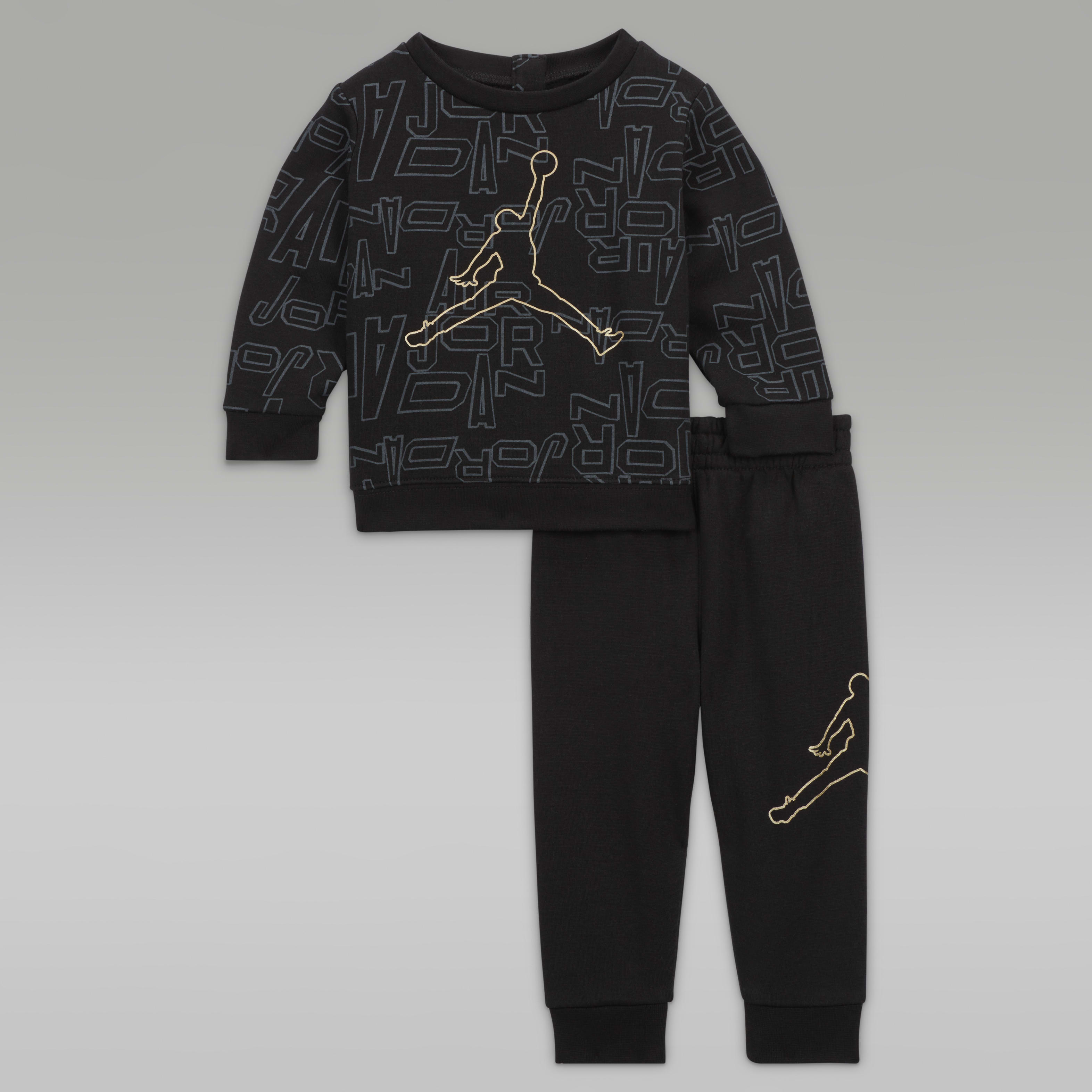 Jordan Take Flight Black and Gold Crew Set Baby 2-Piece