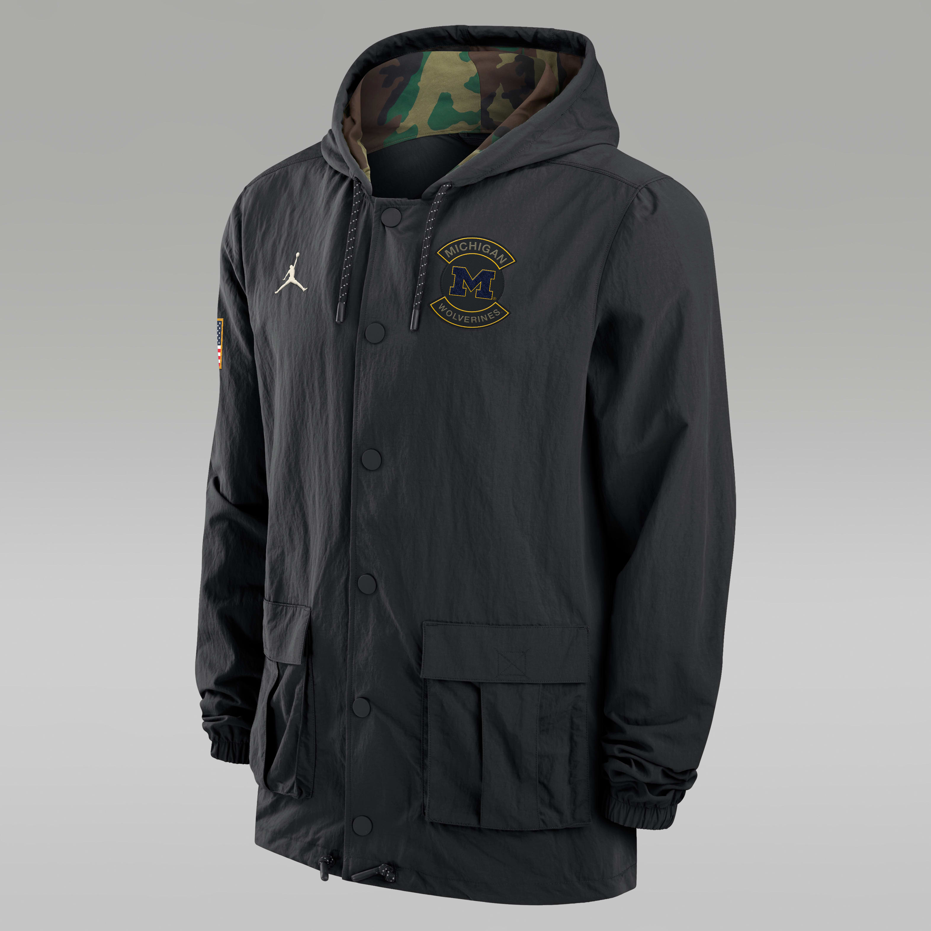 Michigan Men's Jordan Brand Full-Snap Hooded Military Jacket