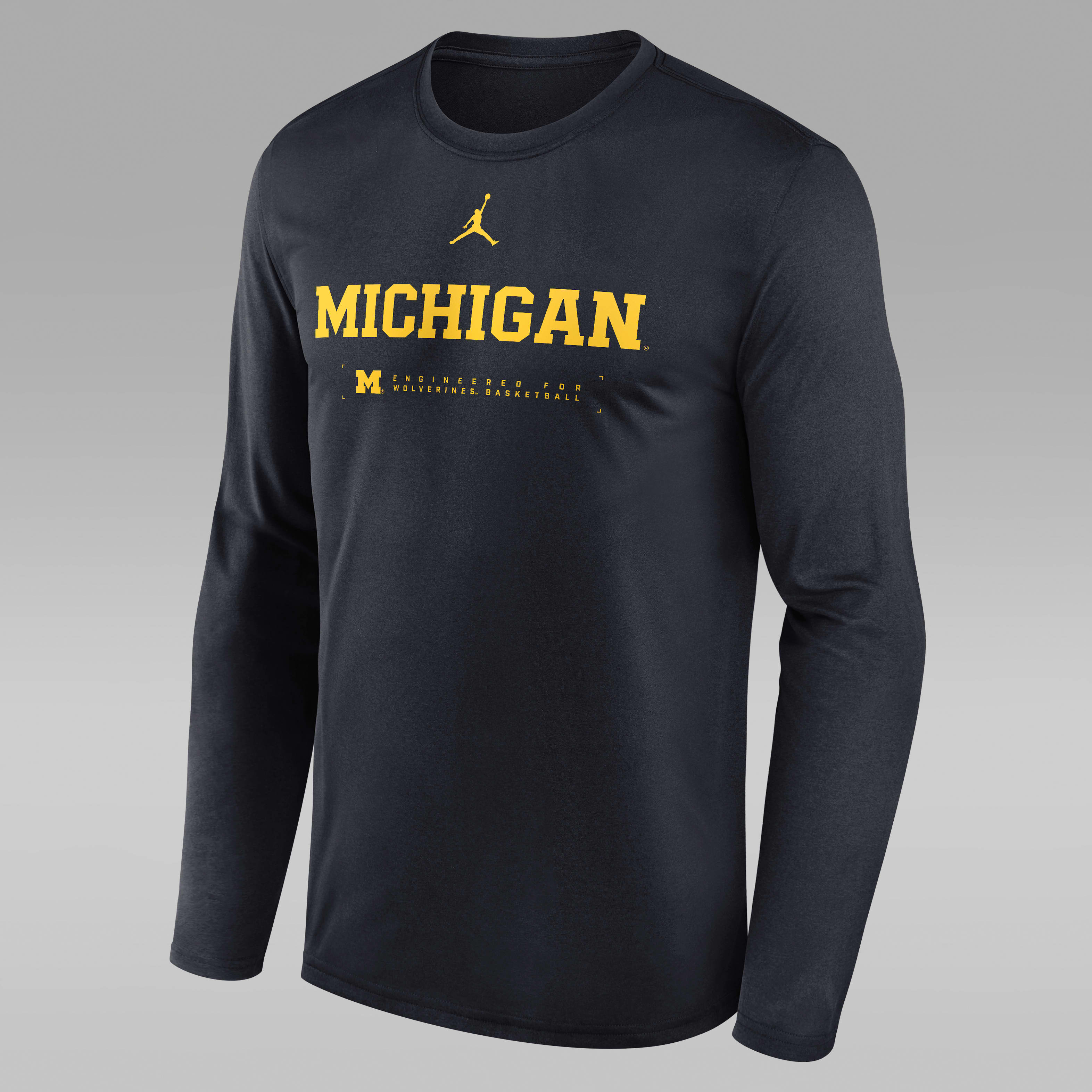 Michigan Courtside Basketball Shootaround Legend Men's Jordan Brand Dri-FIT College Long-Sleeve T-Shirt