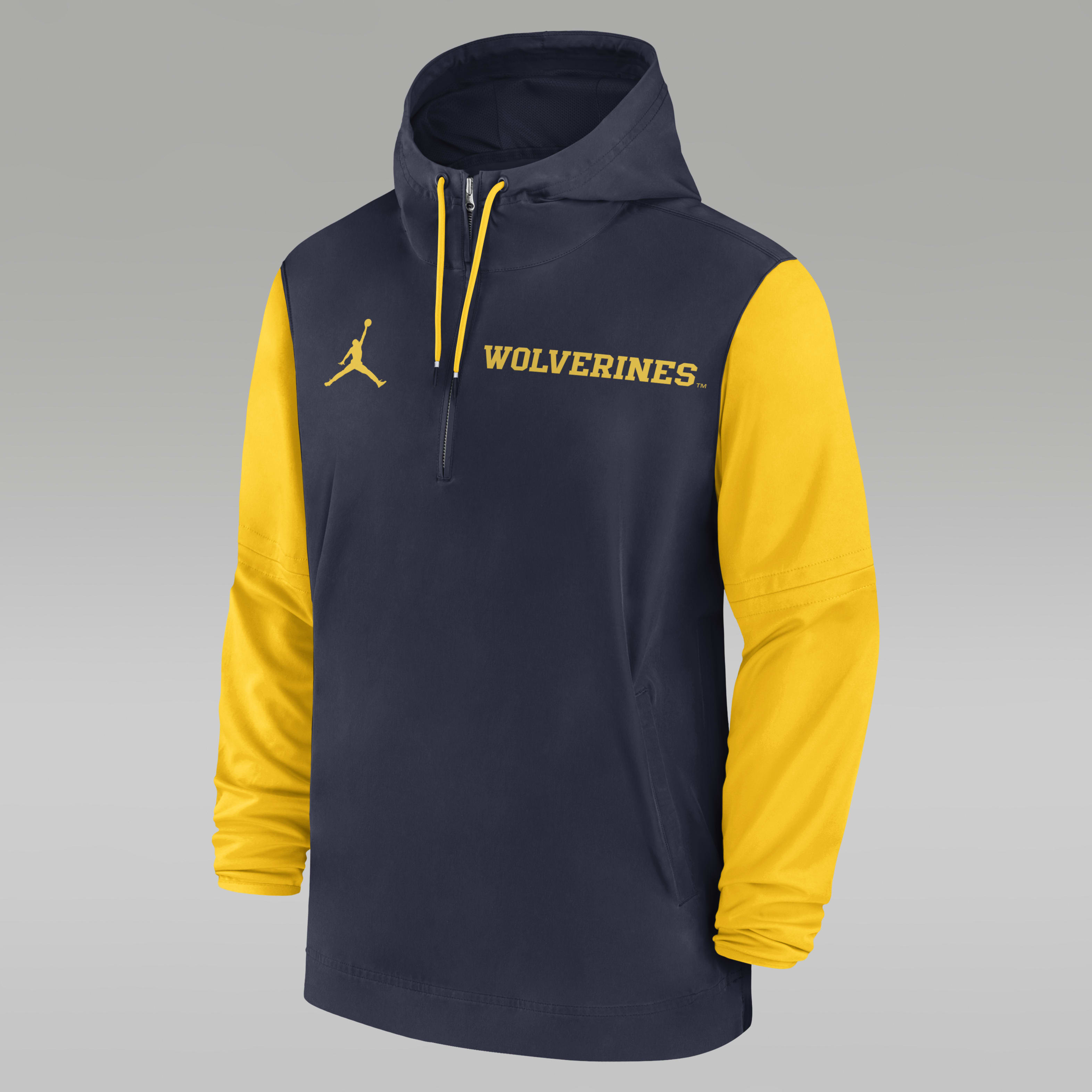 Michigan Wolverines Sideline Pre-Game Player Men's Jordan College 1/2-Zip Hooded Jacket