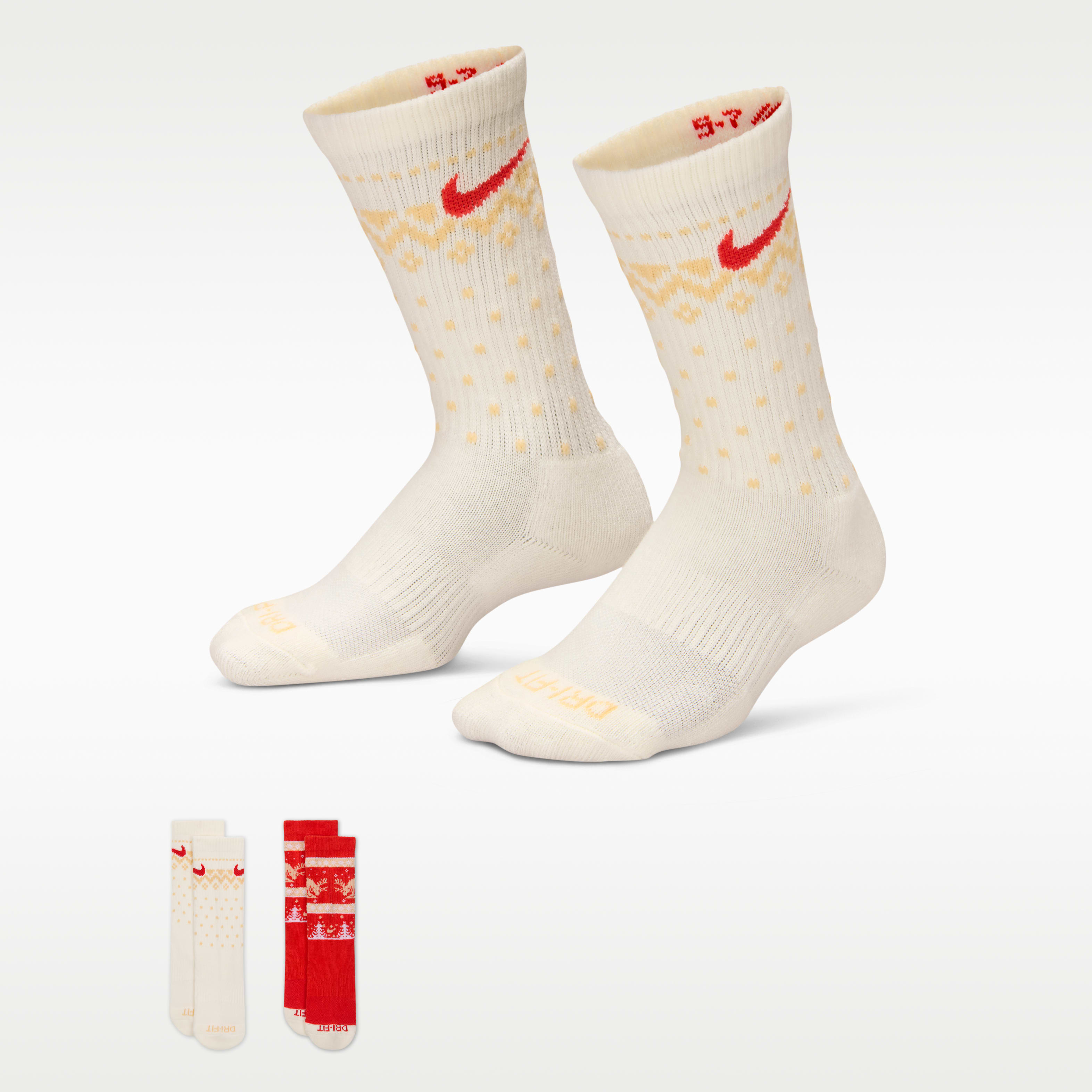 Nike Little Kids' Dri-FIT Fairisle Crew Socks (2 Pairs)