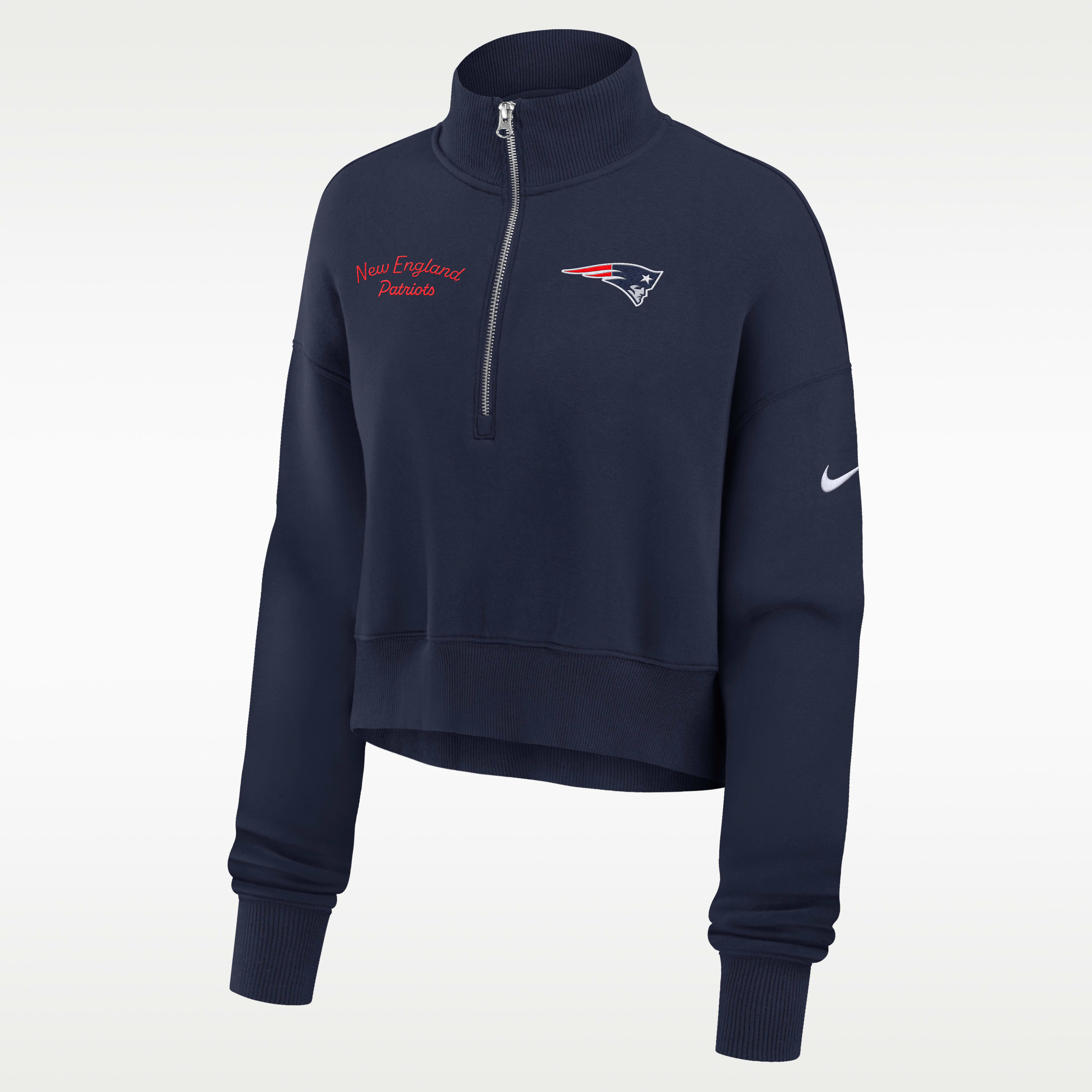New England Patriots Phoenix Women's Nike NFL Cropped 1/4-Zip Crew