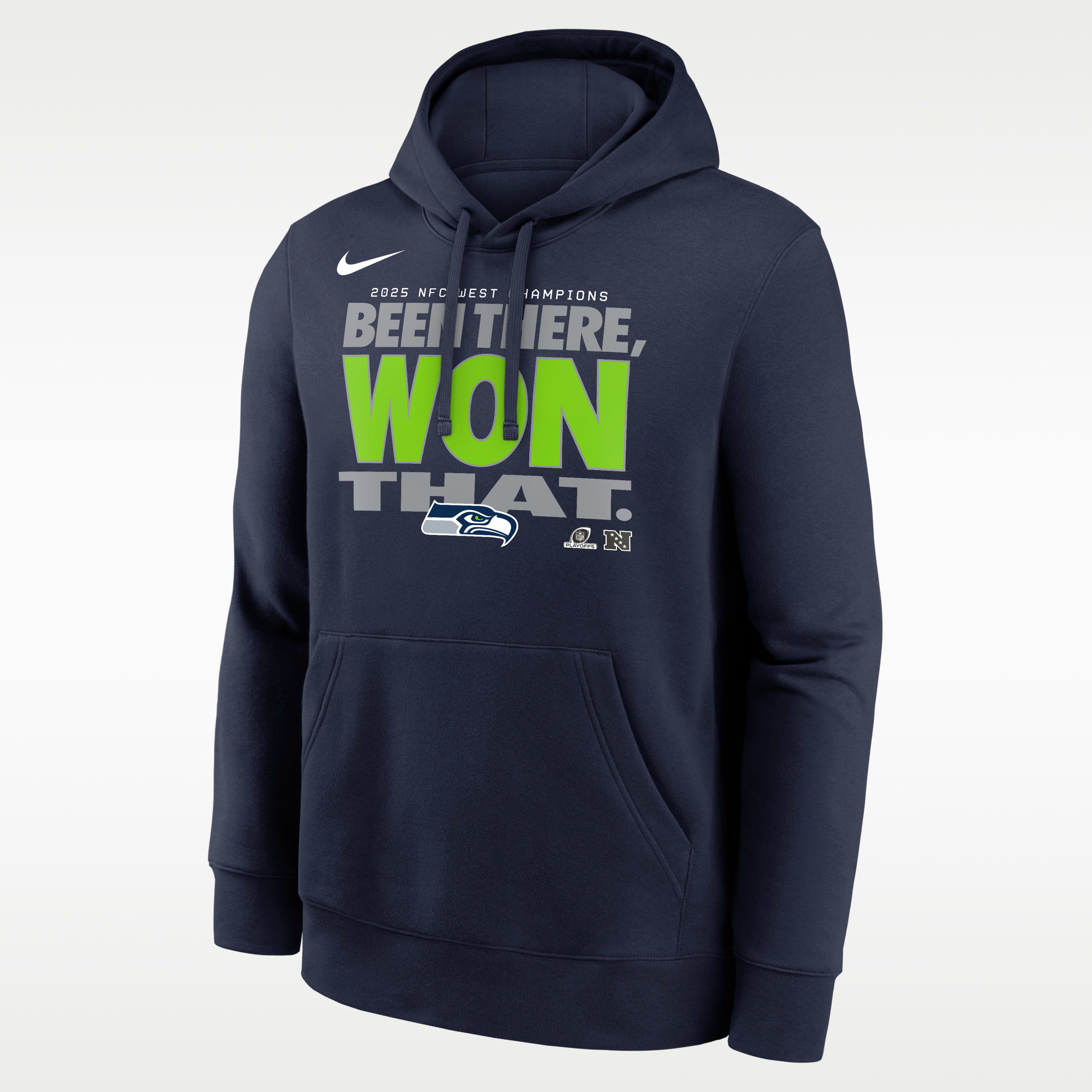 Seattle Seahawks 2025 NFC West Champions Trophy Men's Nike NFL Pullover Hoodie