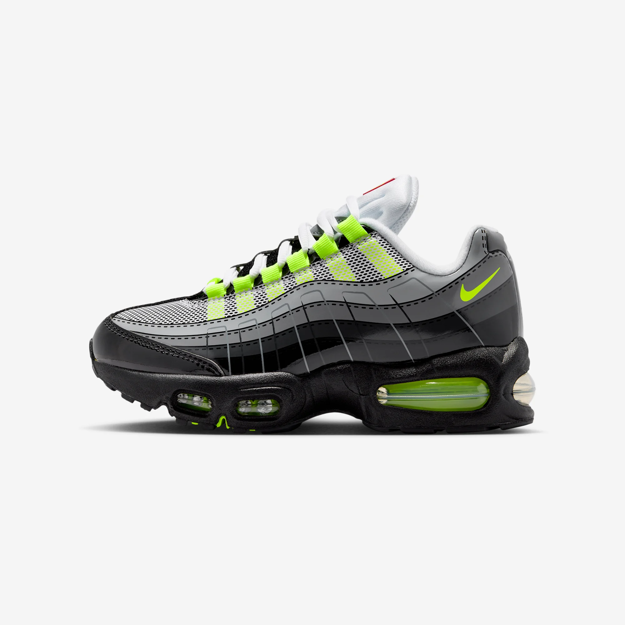 LEGO x Nike Air Max 95 GS "Black / Metallic Silver" Black/Metallic Silver/Dark Smoke Grey/Smoke Grey/Light Smoke Grey/Volt