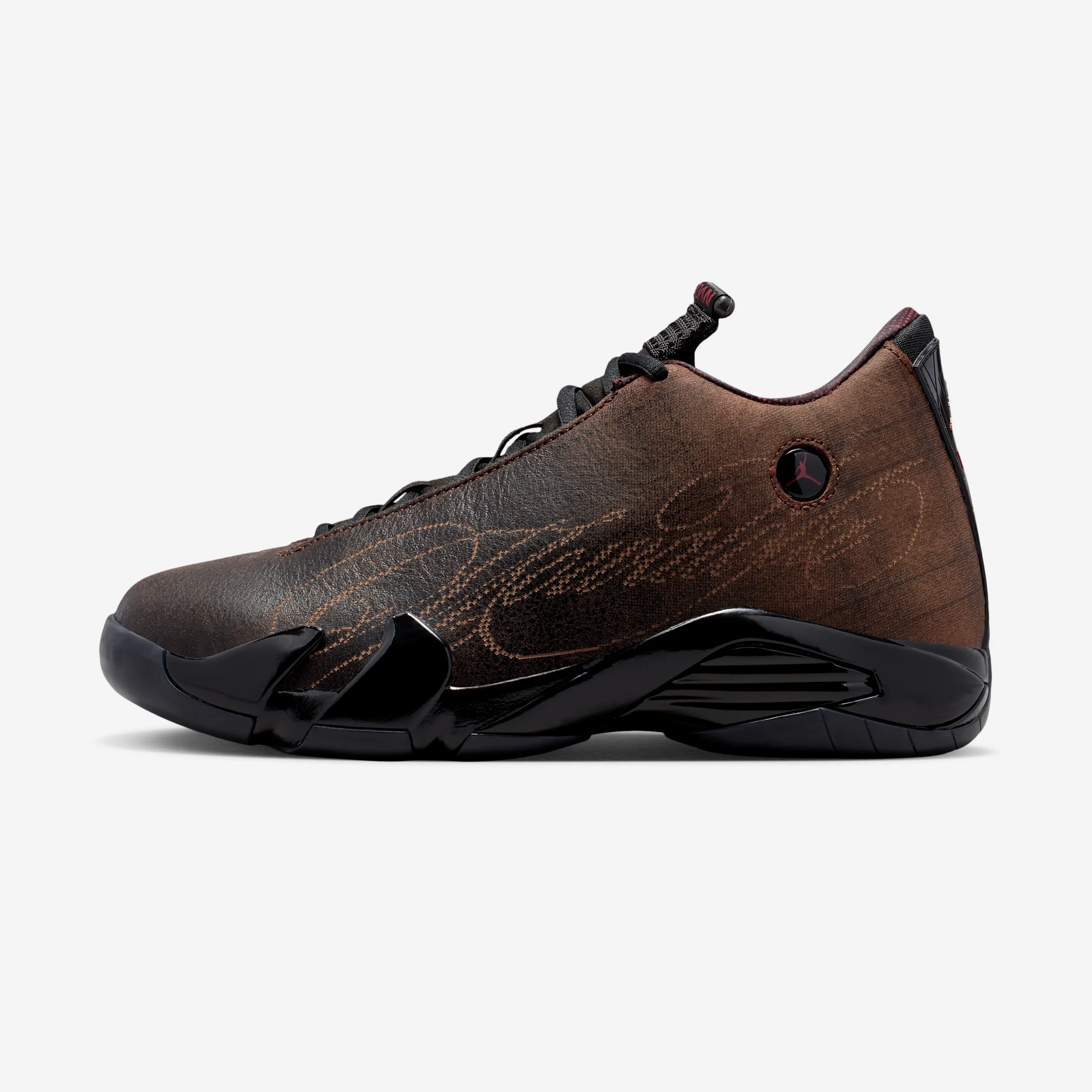 MOWALOLA x Air Jordan 14 Retro SP "Burnt Red" Black/Burnt Red/Metallic Gold