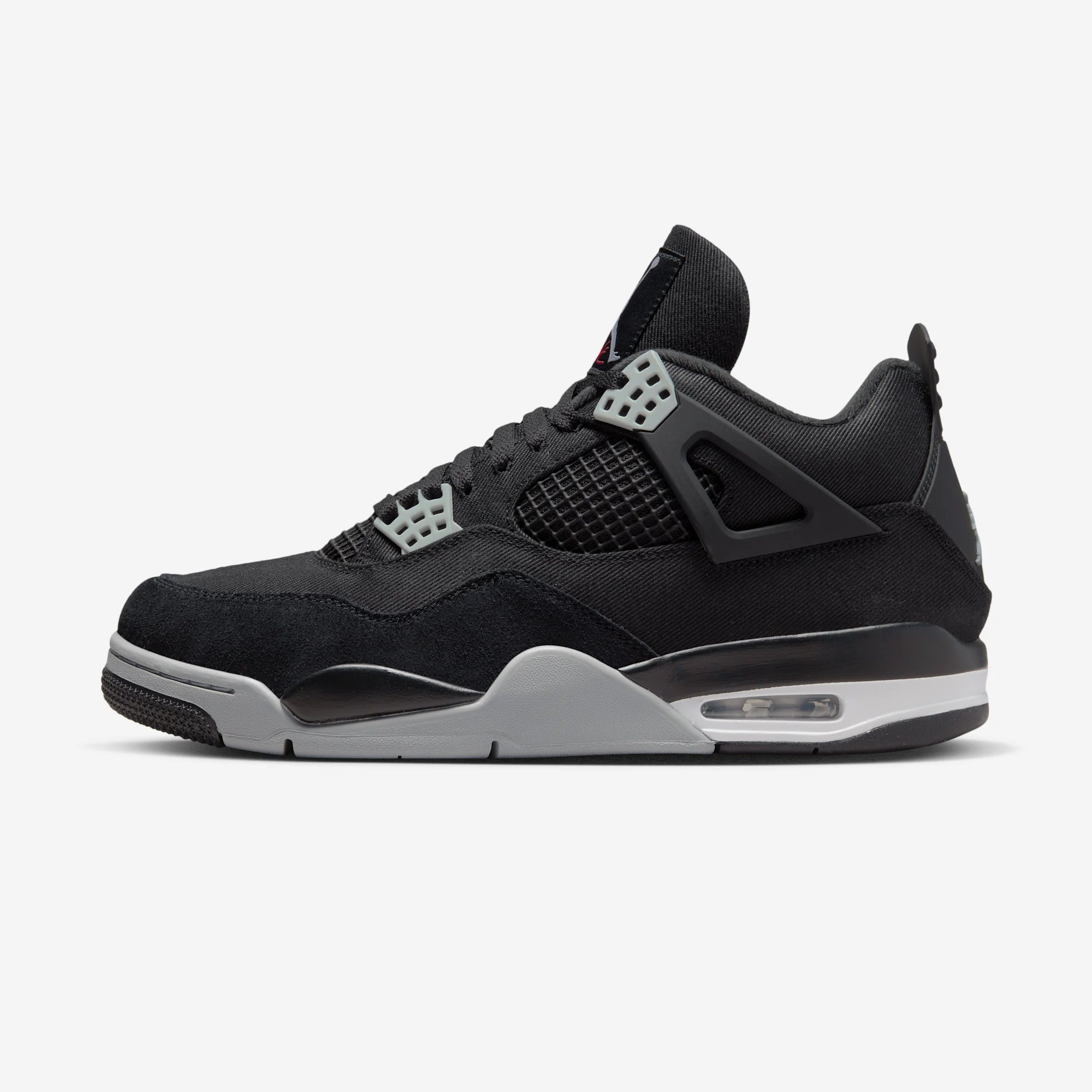 Air Jordan 4 Retro "Black Canvas" Black/White/Fire Red/Light Steel Grey