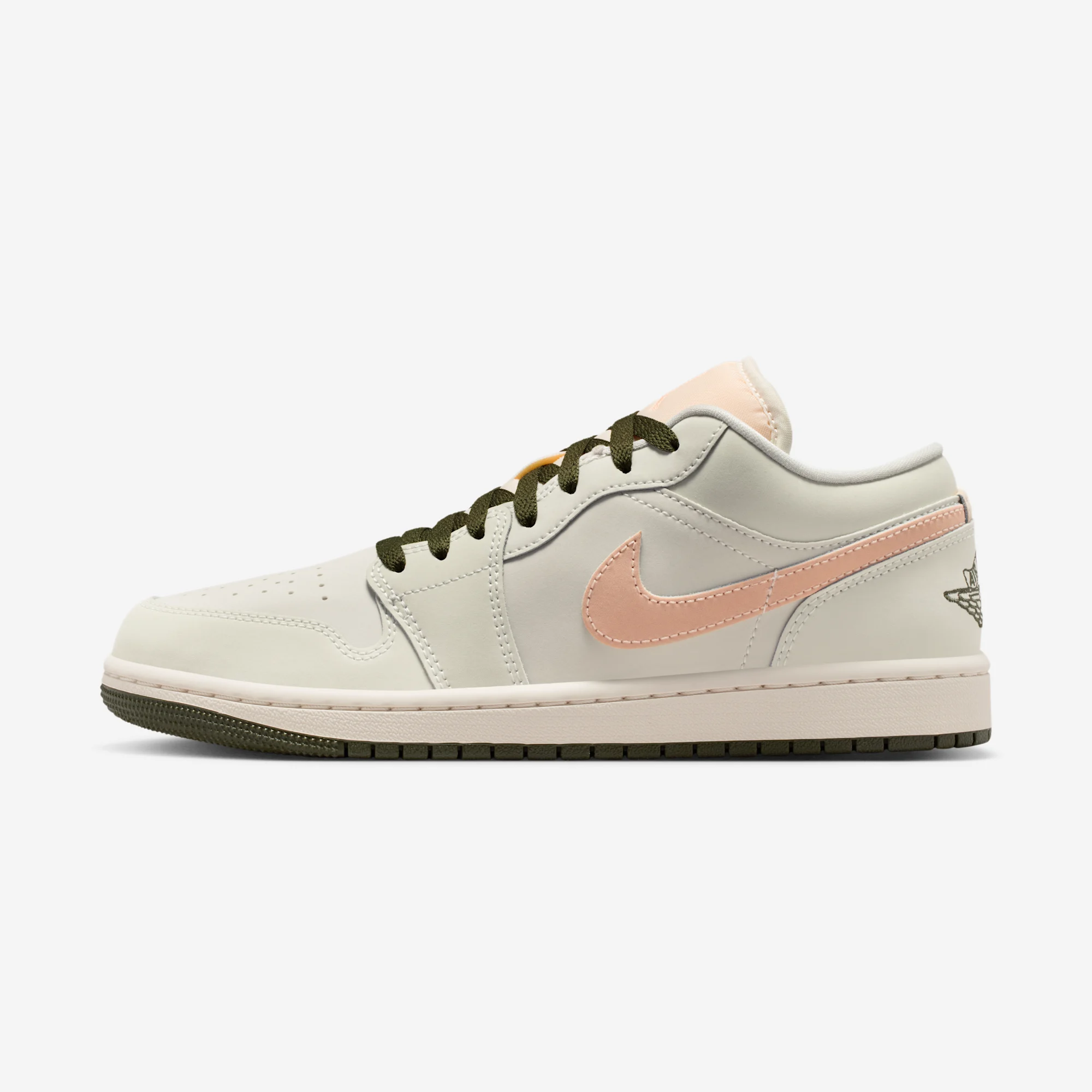 Air Jordan 1 Low "Sail & Crimson Tint" Sail/Cargo Khaki/Crimson Tint