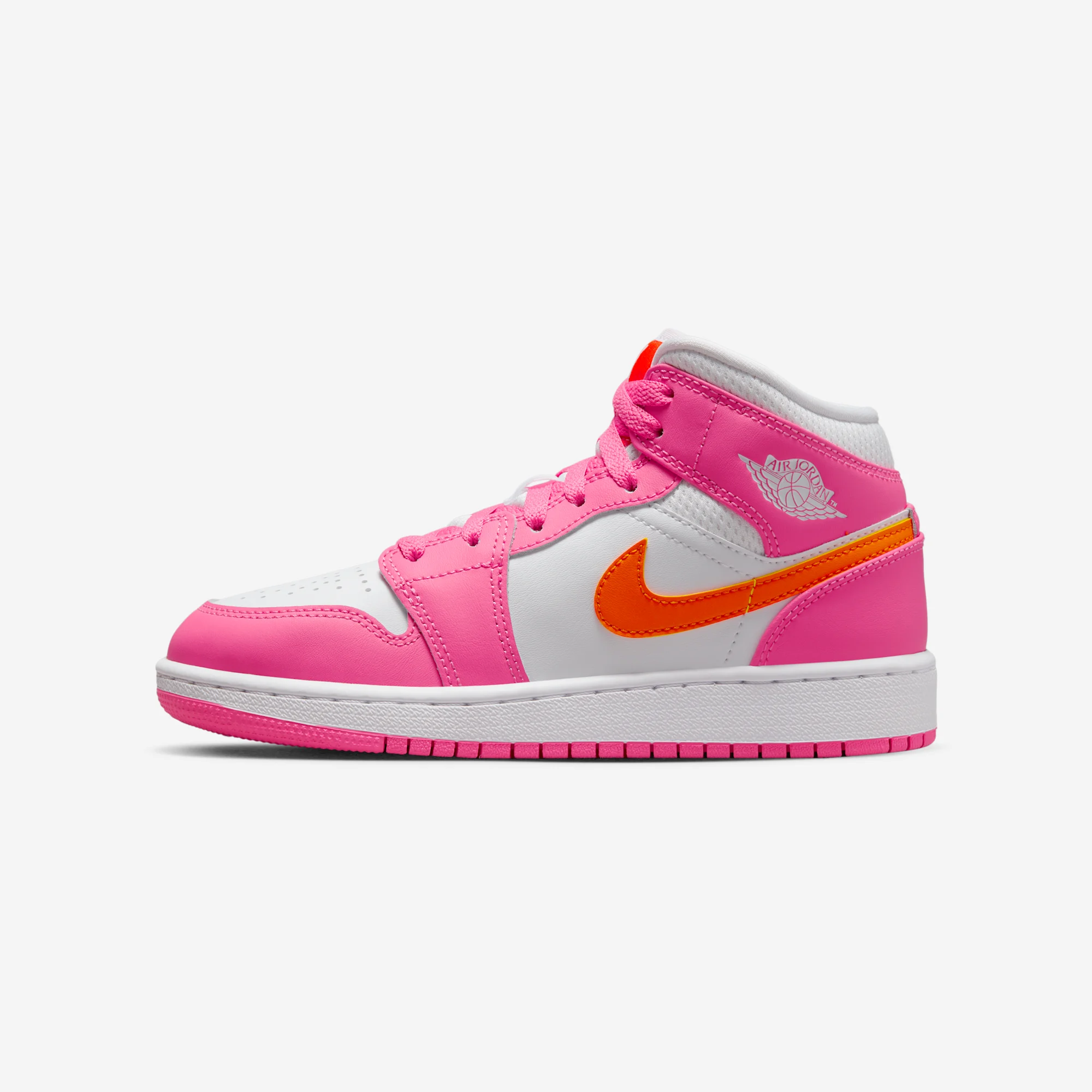 Nike Air Jordan 1 Mid GS "Pinksicle Orange" Pinksicle/White/Safety Orange