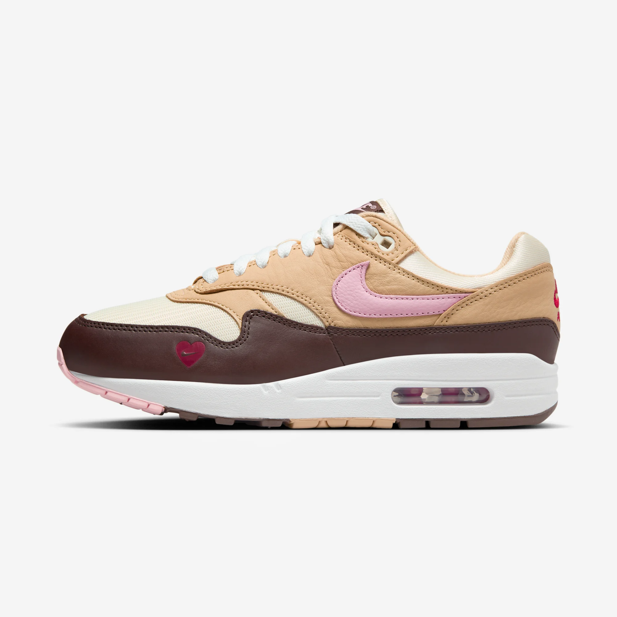 Nike Air Max 1 ’87 "Valentine’s Day" 2024 Sesame/Medium Soft Pink/Coconut Milk/Baroque Brown/Gym Red/White