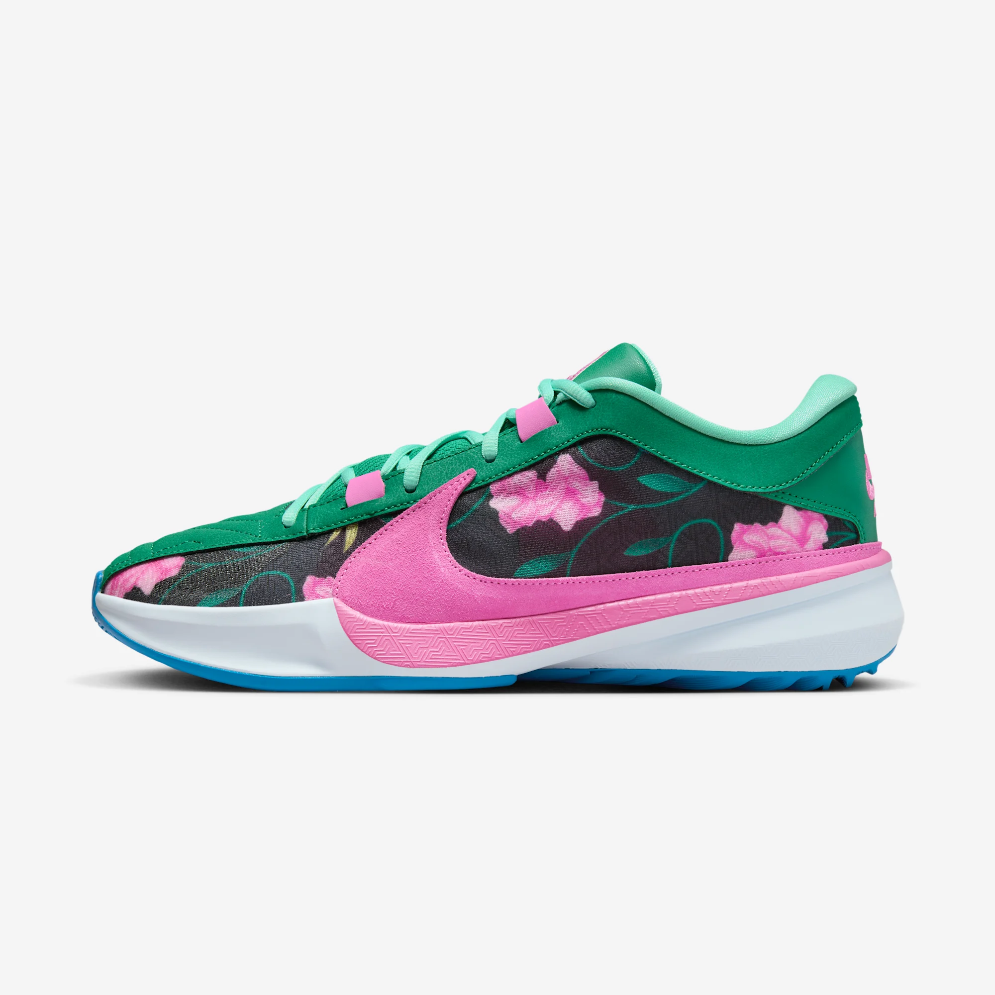 Nike Giannis Freak 5 “Flowers” 2024 Light Photo Blue/Black/Playful Pink/Pink Foam/Blue Tint/Malachite
