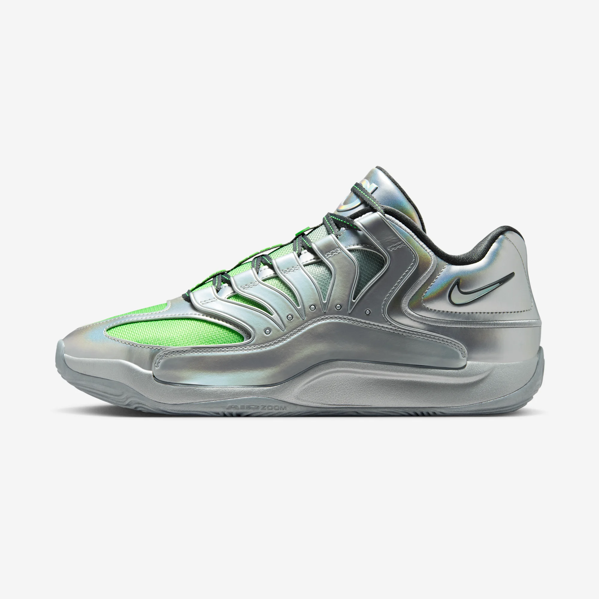 Nike KD 18 EYBL "Metallic Silver" Metallic Silver/Dark Smoke Grey/Green Strike/Dusty Sage/Chrome