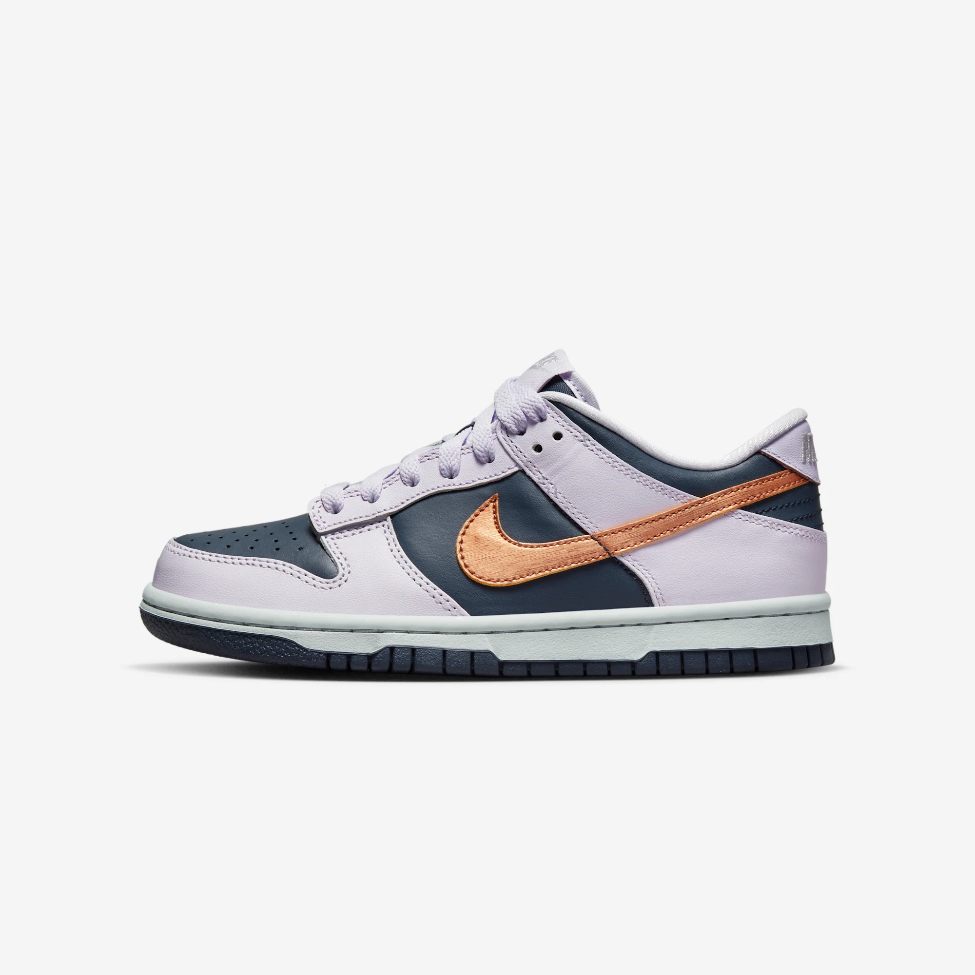 Nike Dunk Low GS "Copper Swoosh" 2022 Thunder Blue/Barely Grape/Violet Frost/Metallic Copper